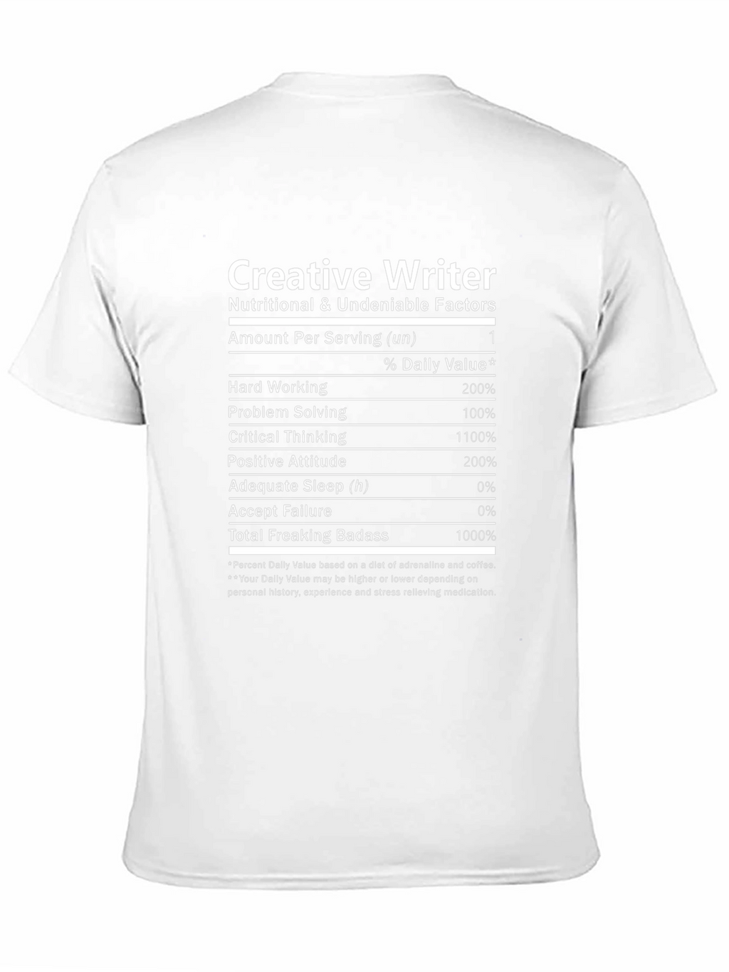 Creative Writer Nutrition Facts T-Shirt