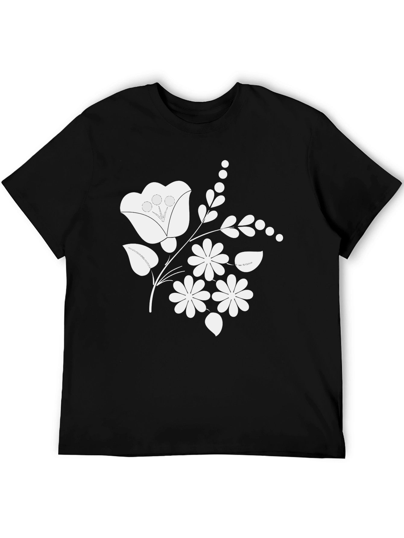Floral Graphic Black T-Shirt Stylish Casual Wear