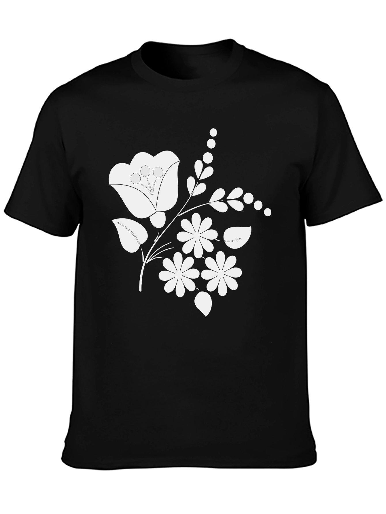 Floral Graphic Black T-Shirt Stylish Casual Wear