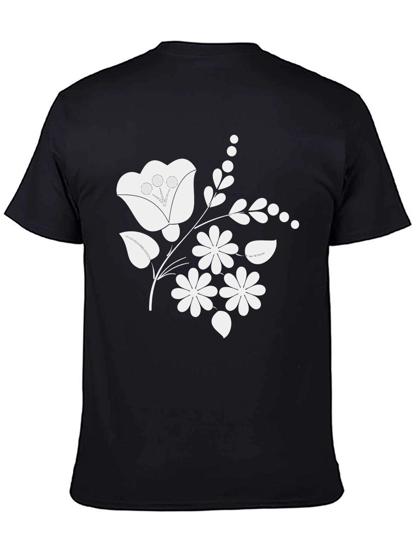 Floral Graphic Black T-Shirt Stylish Casual Wear