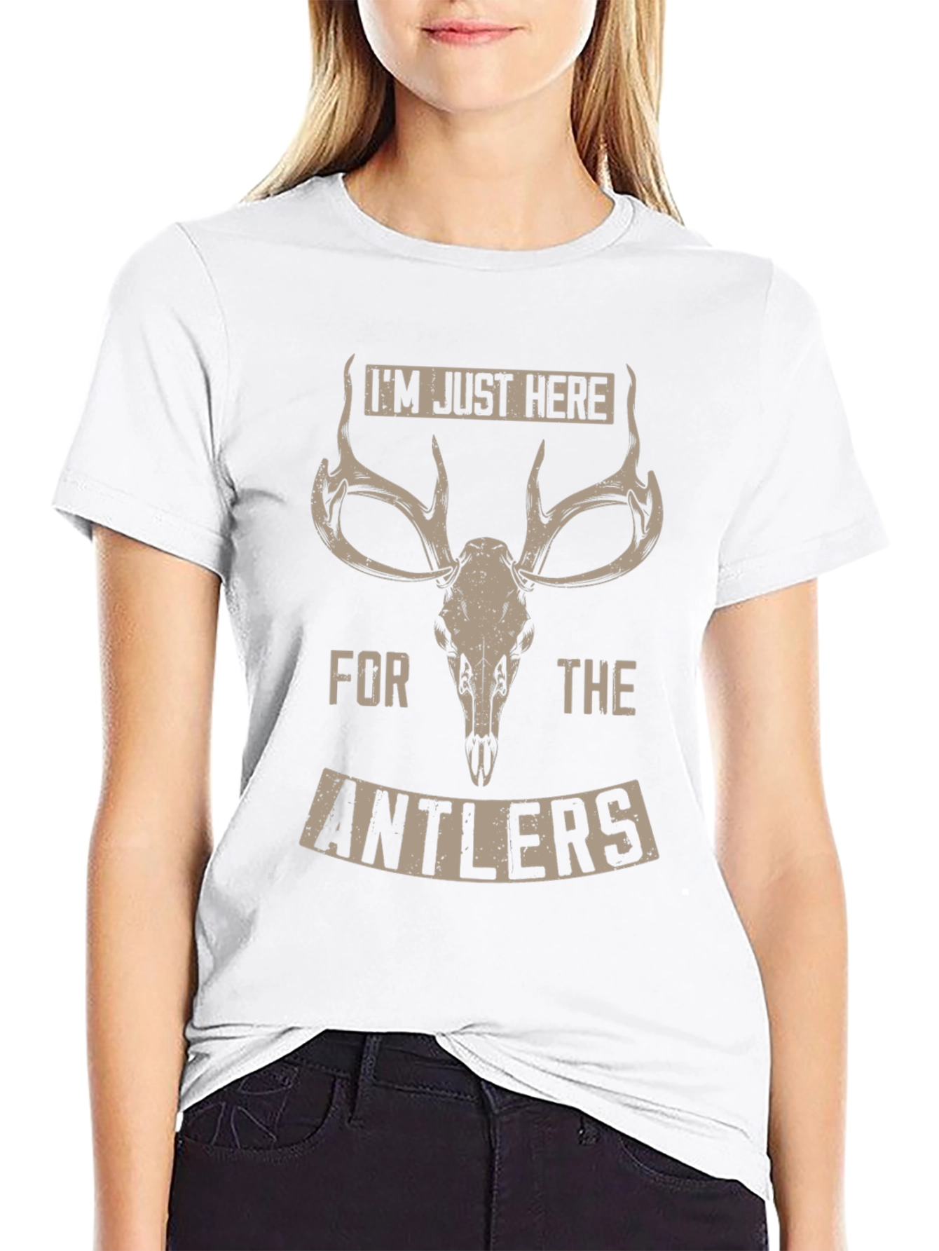 Antler Graphic Tee: Im Just Here for the Antlers