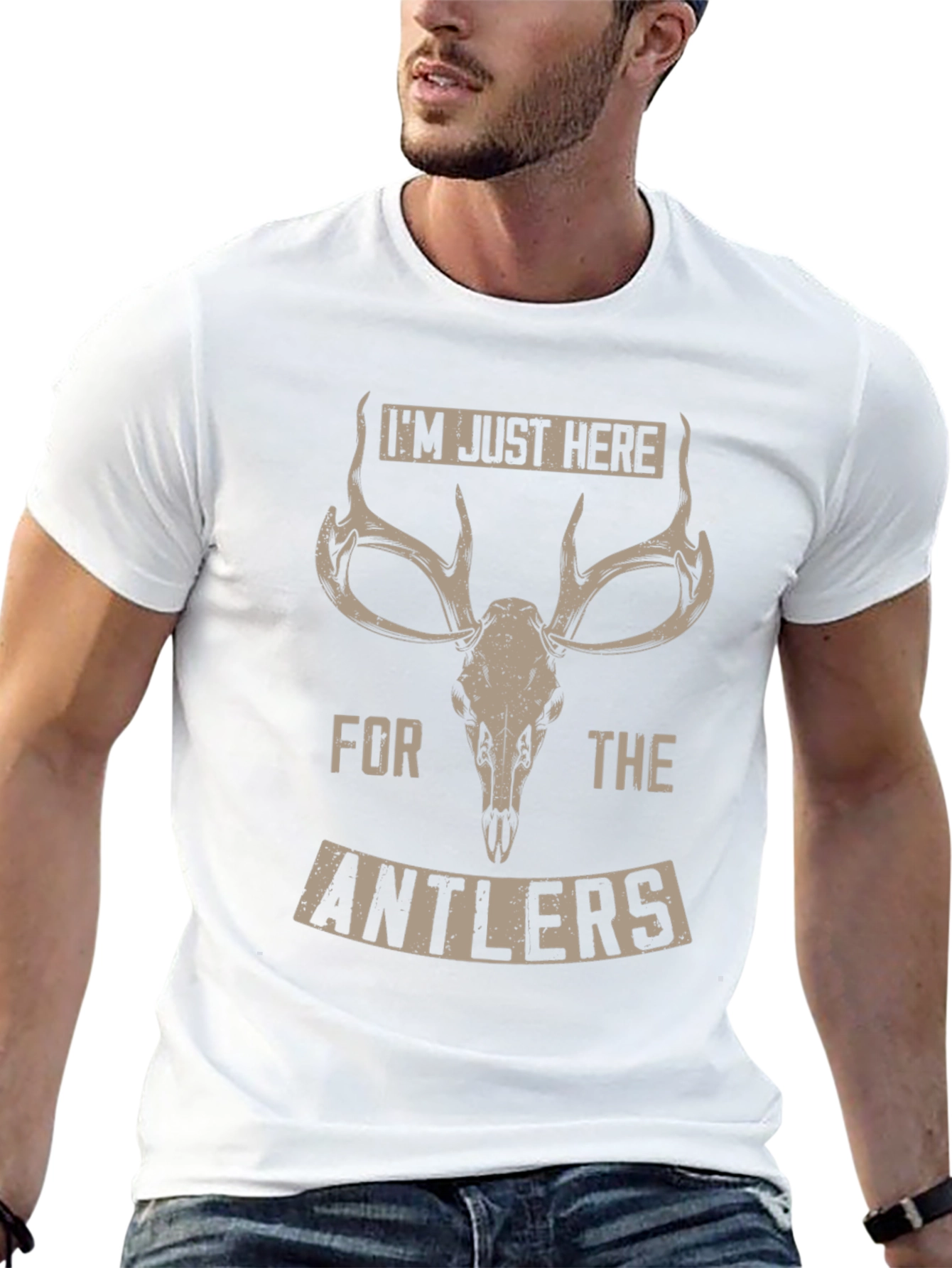 Antler Graphic Tee: Im Just Here for the Antlers
