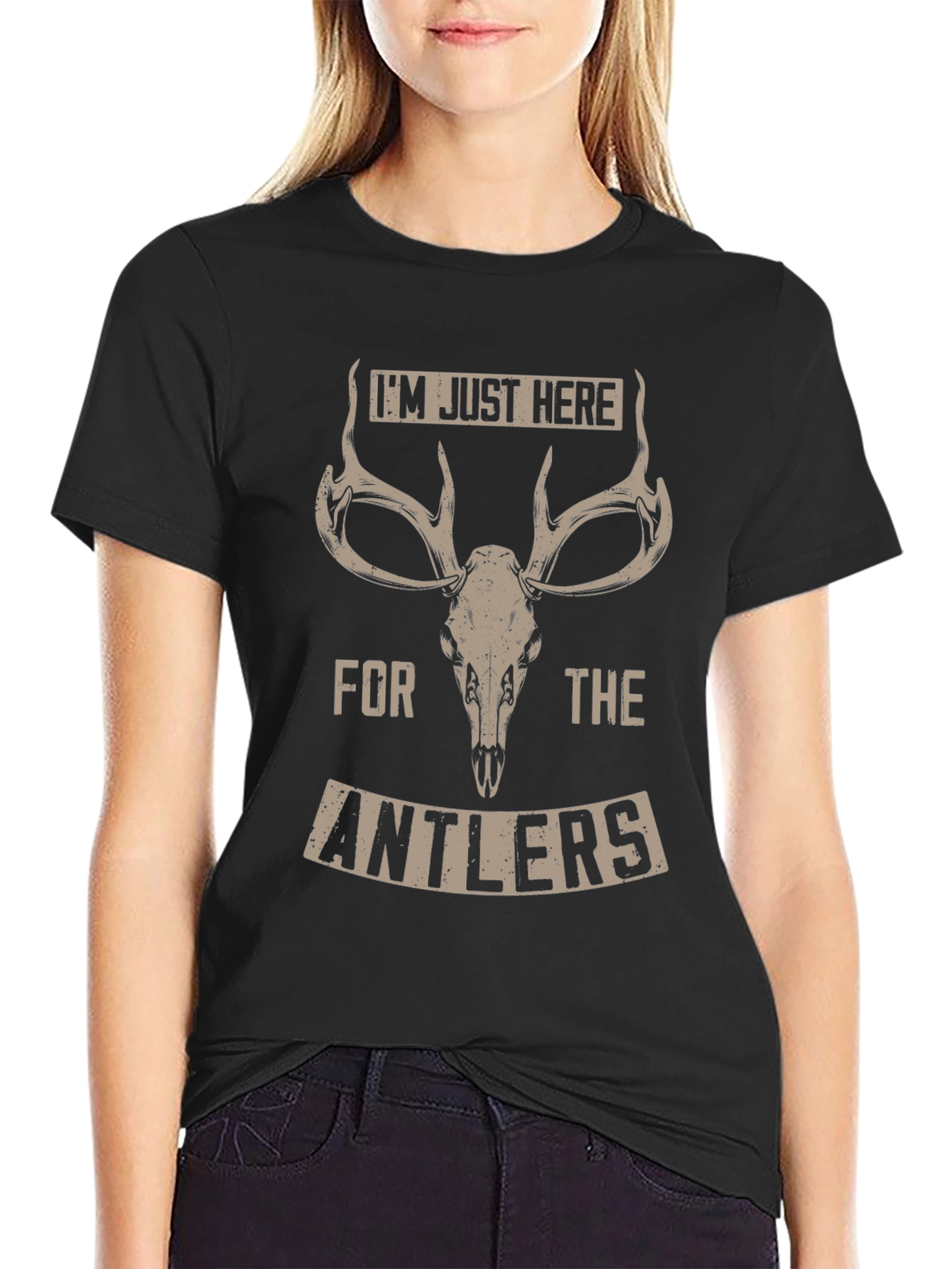 Antler Graphic Tee: Im Just Here for the Antlers
