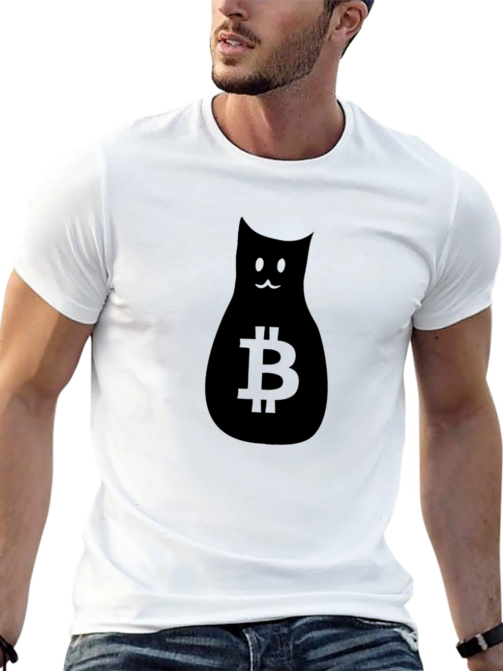 Bitcoin Cat Graphic Tee - Crypto Fashion
