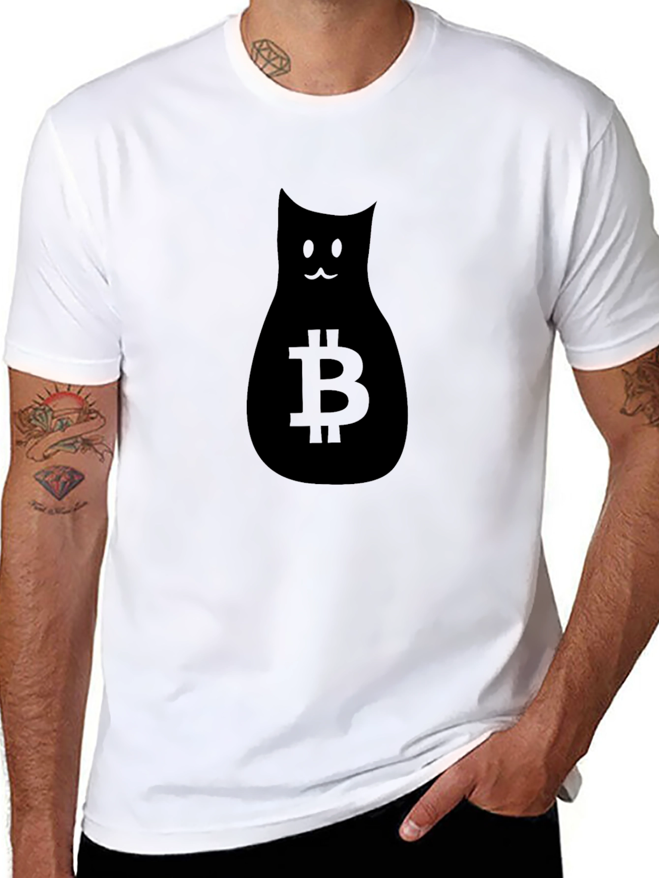 Bitcoin Cat Graphic Tee - Crypto Fashion