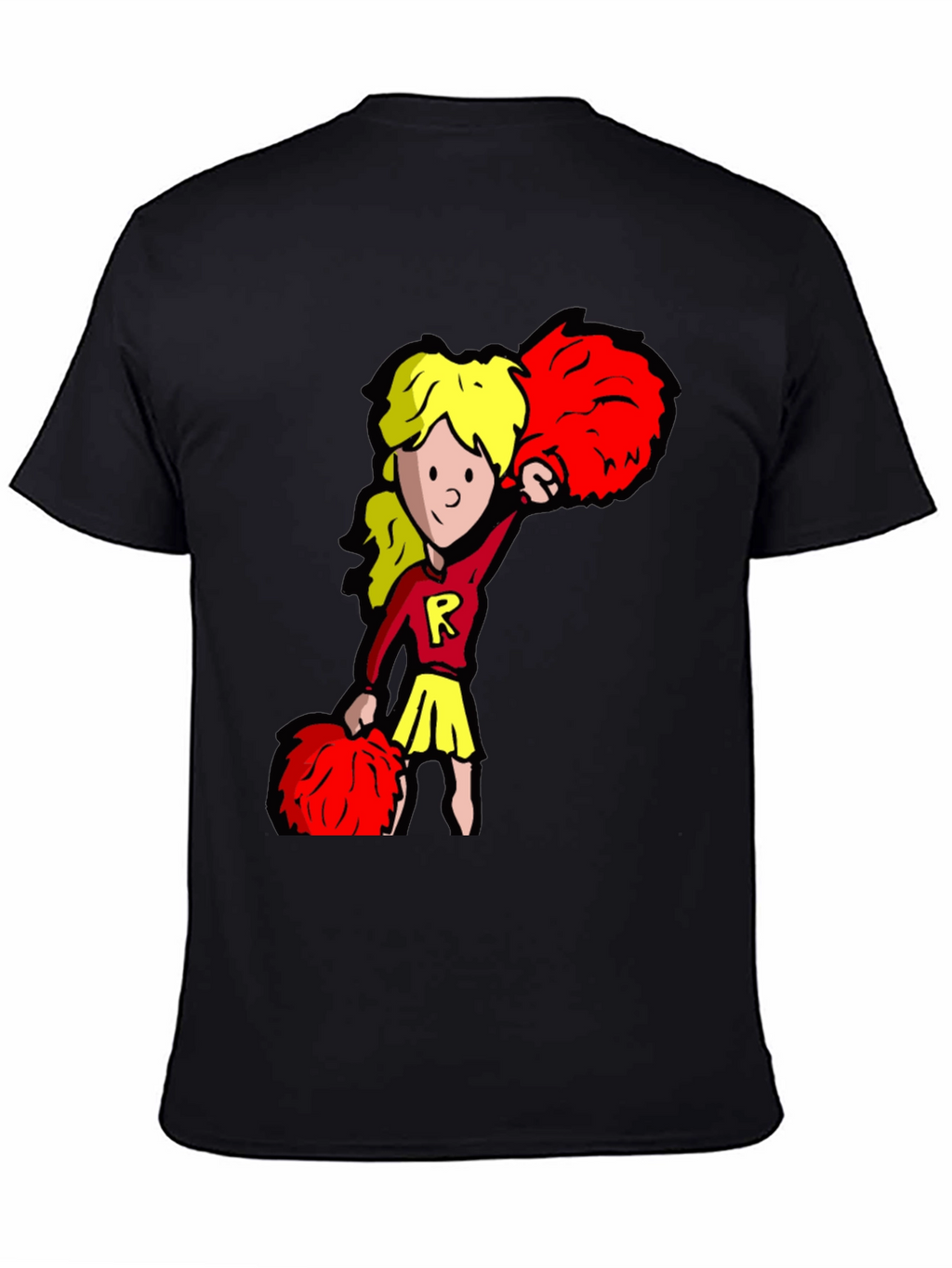 Cheerleader Graphic Tee - Black Cotton T-Shirt