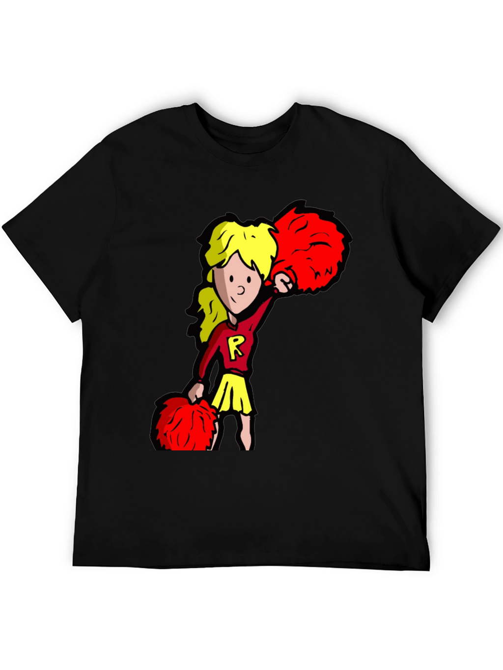 Cheerleader Graphic Tee - Black Cotton T-Shirt
