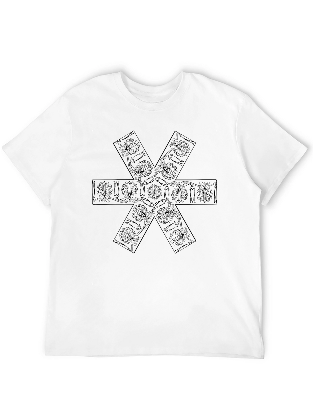 Botanical Asterisk Graphic Black T-Shirt