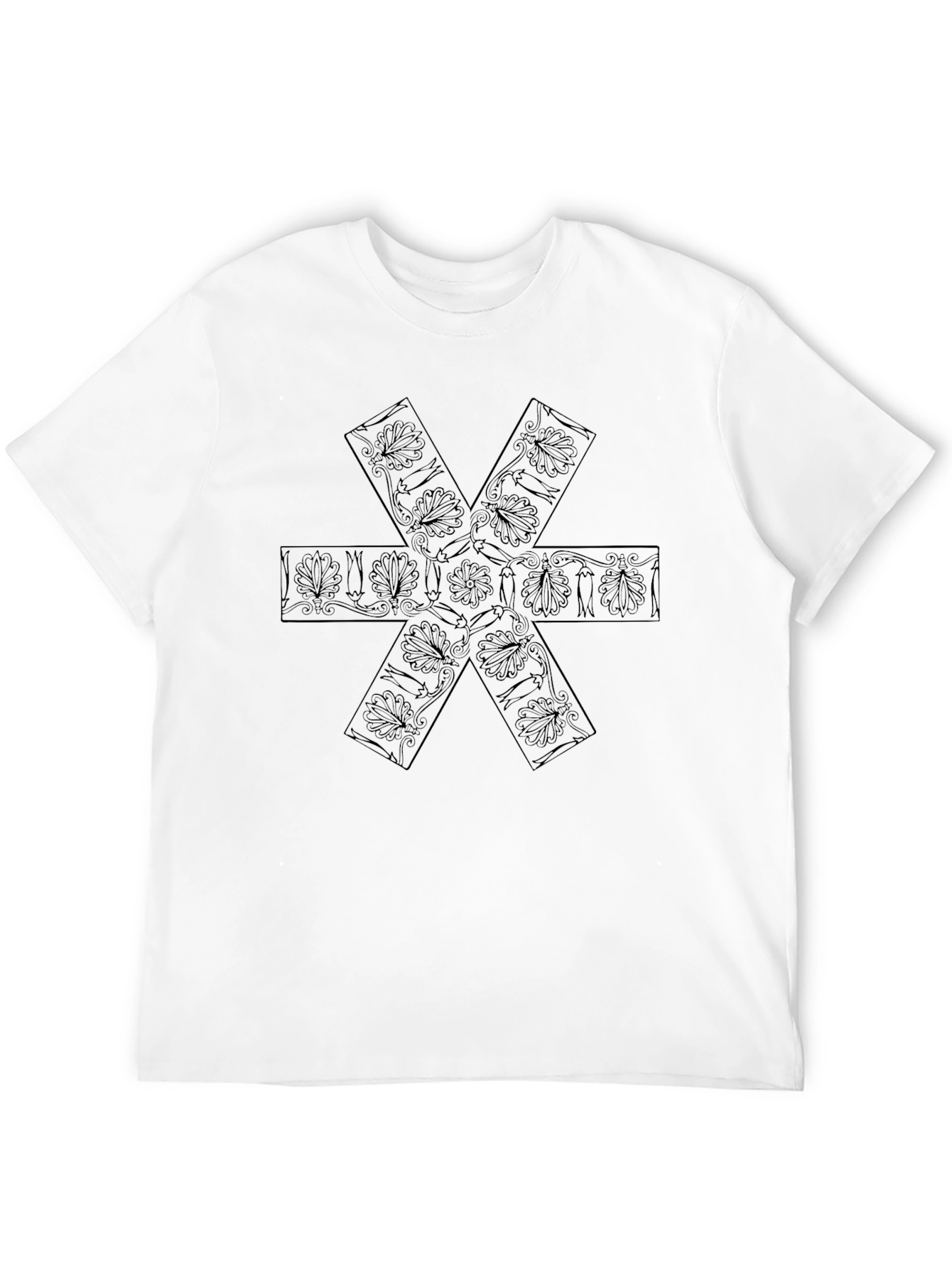 Botanical Asterisk Graphic Black T-Shirt