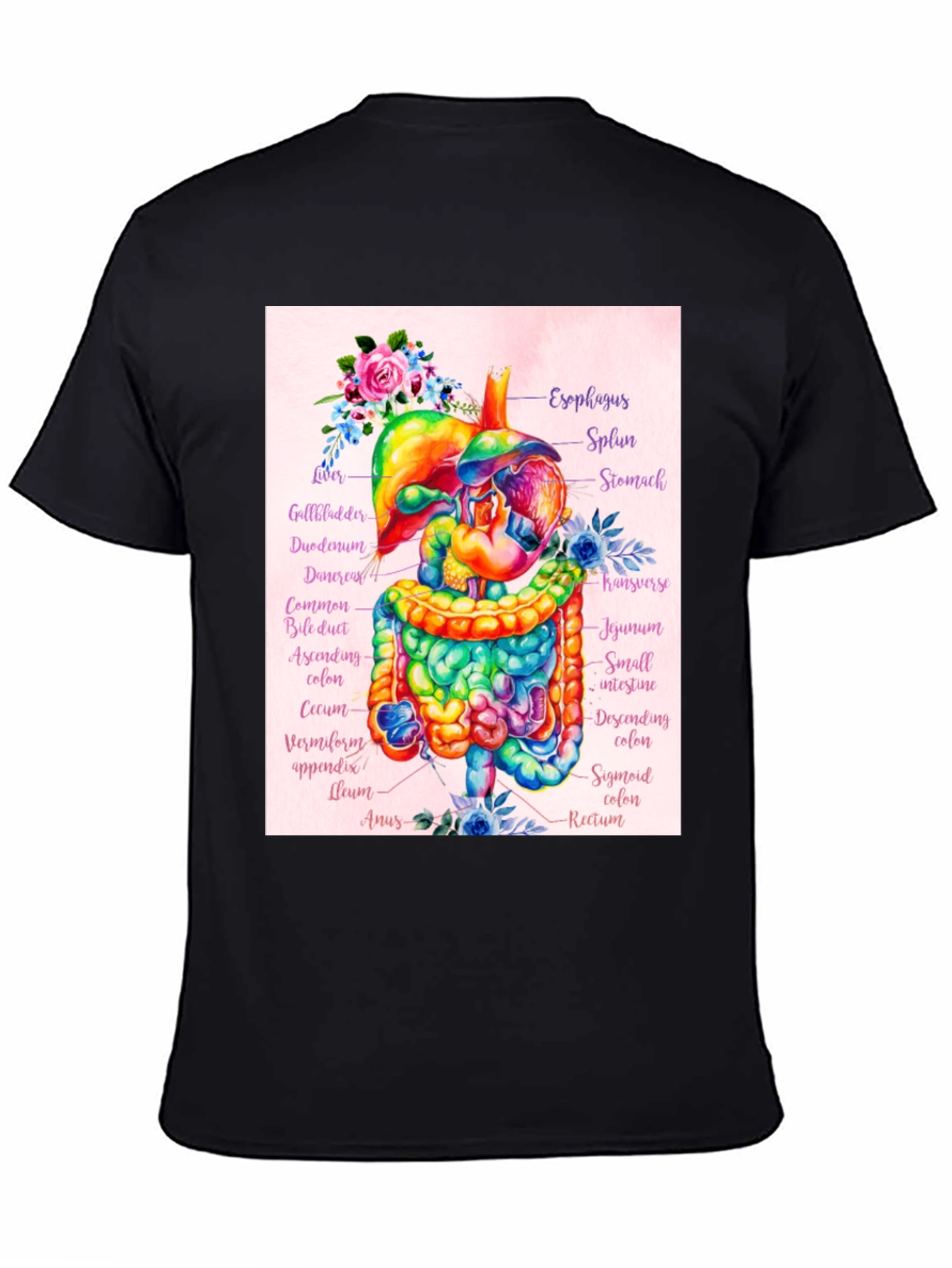 Anatomical Digestive System Floral T-Shirt