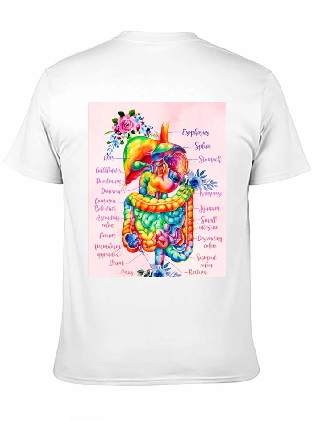 Anatomical Digestive System Floral T-Shirt