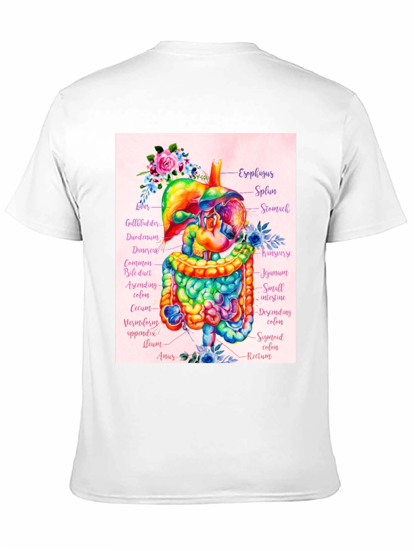 Anatomical Digestive System Floral T-Shirt