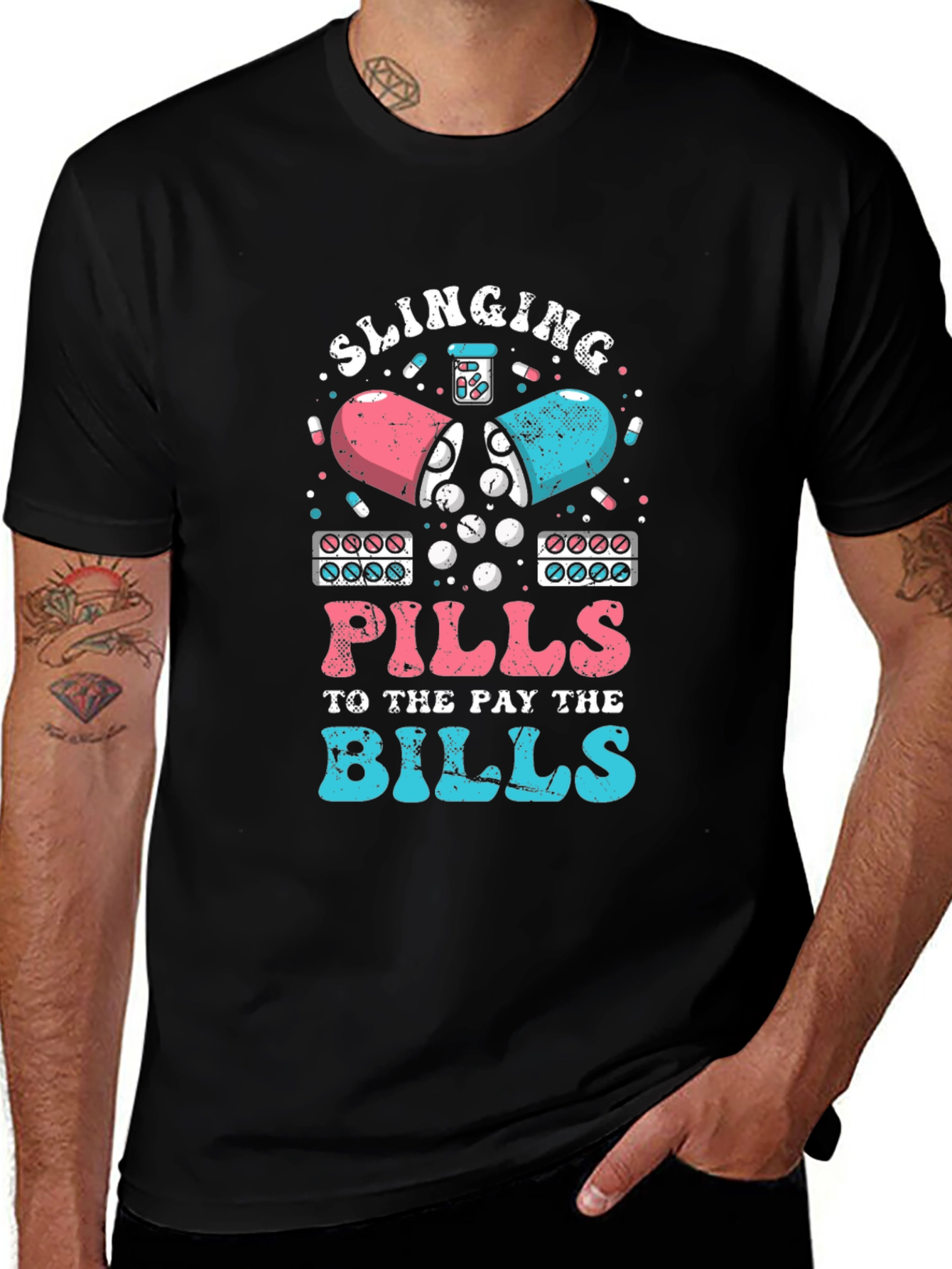 Slinging Pills Graphic Tee - Funny Pharmacy Shirt