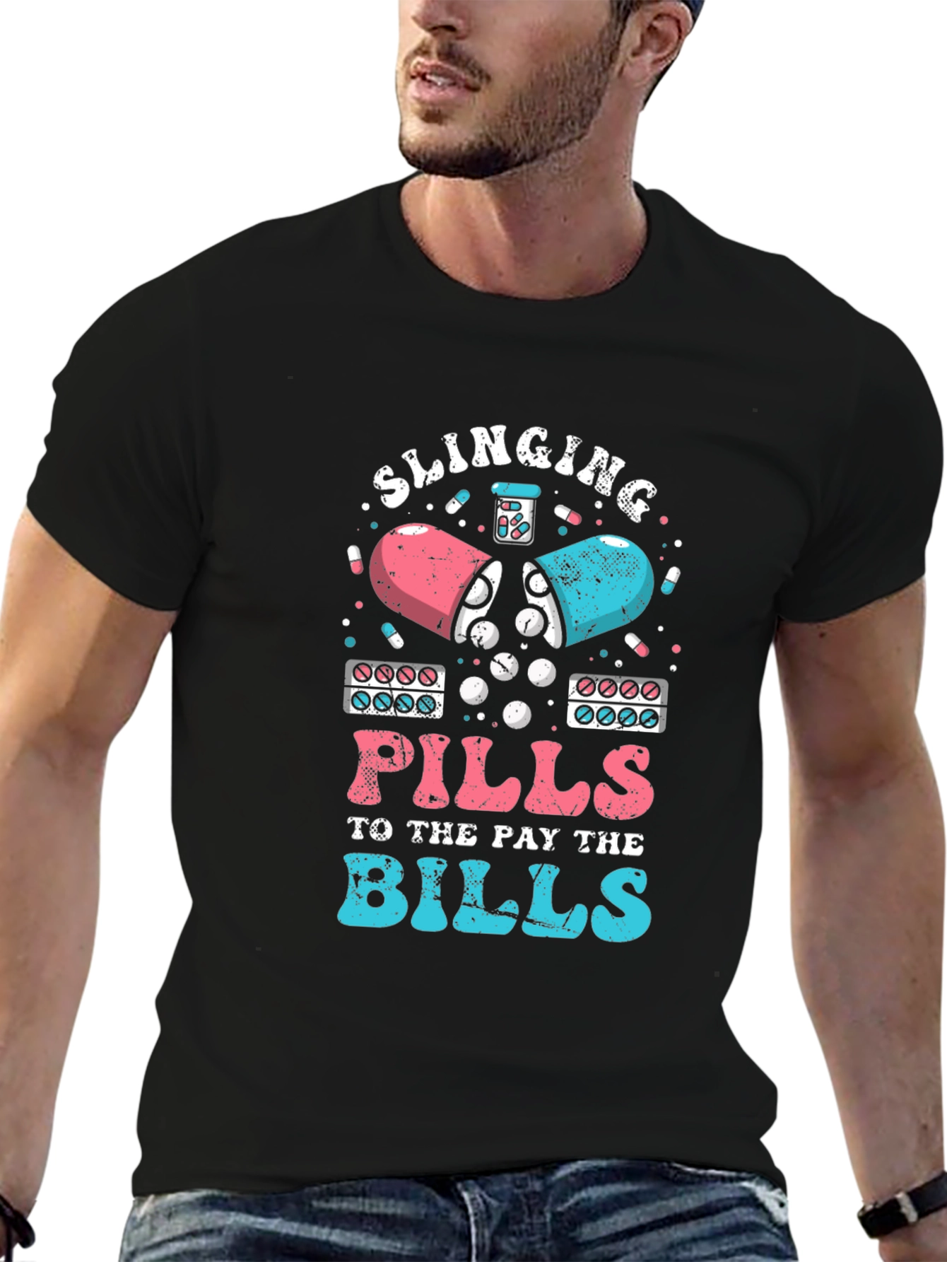 Slinging Pills Graphic Tee - Funny Pharmacy Shirt