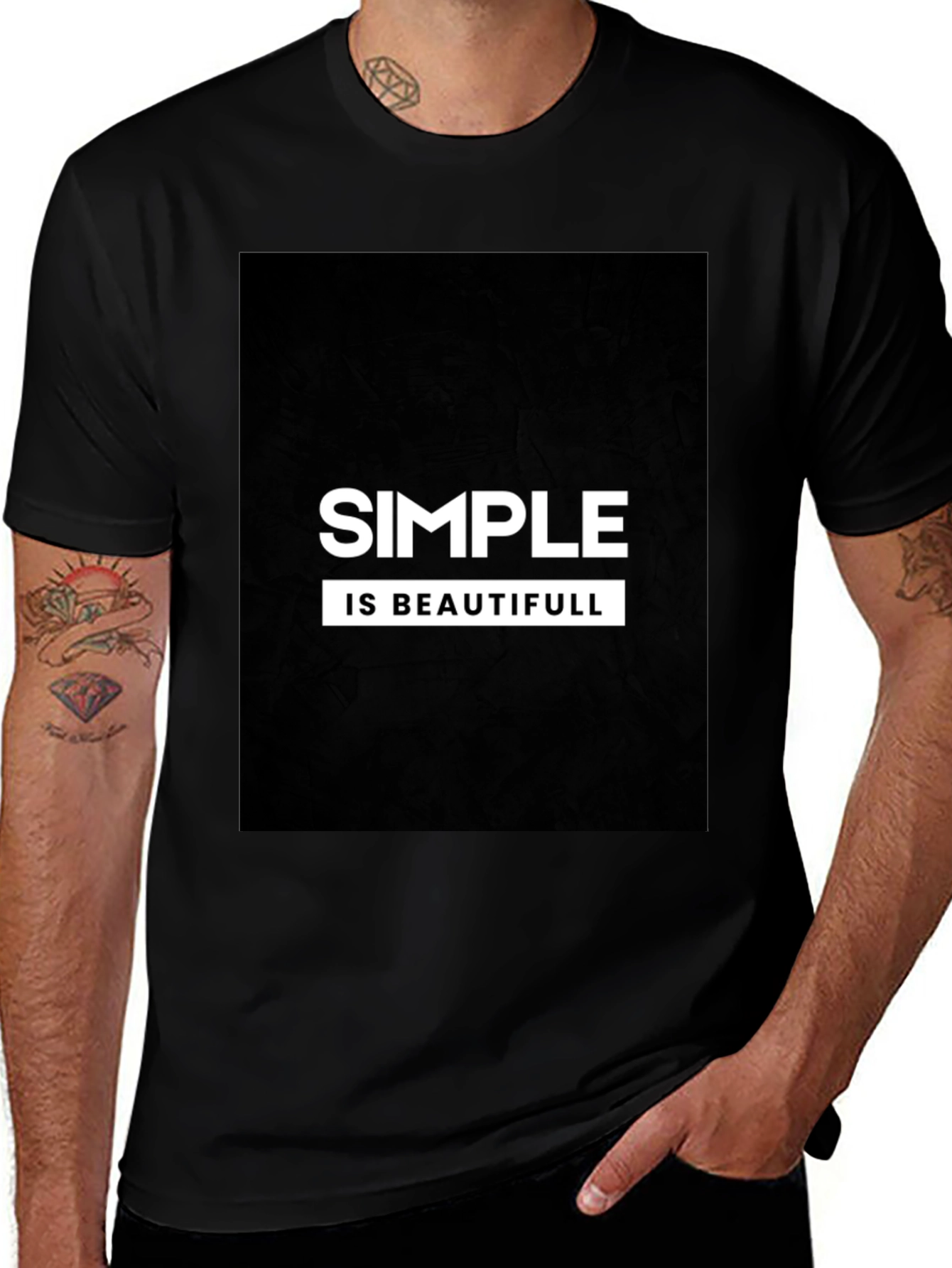 Simple is Beautiful T-Shirt - Black Casual Tee