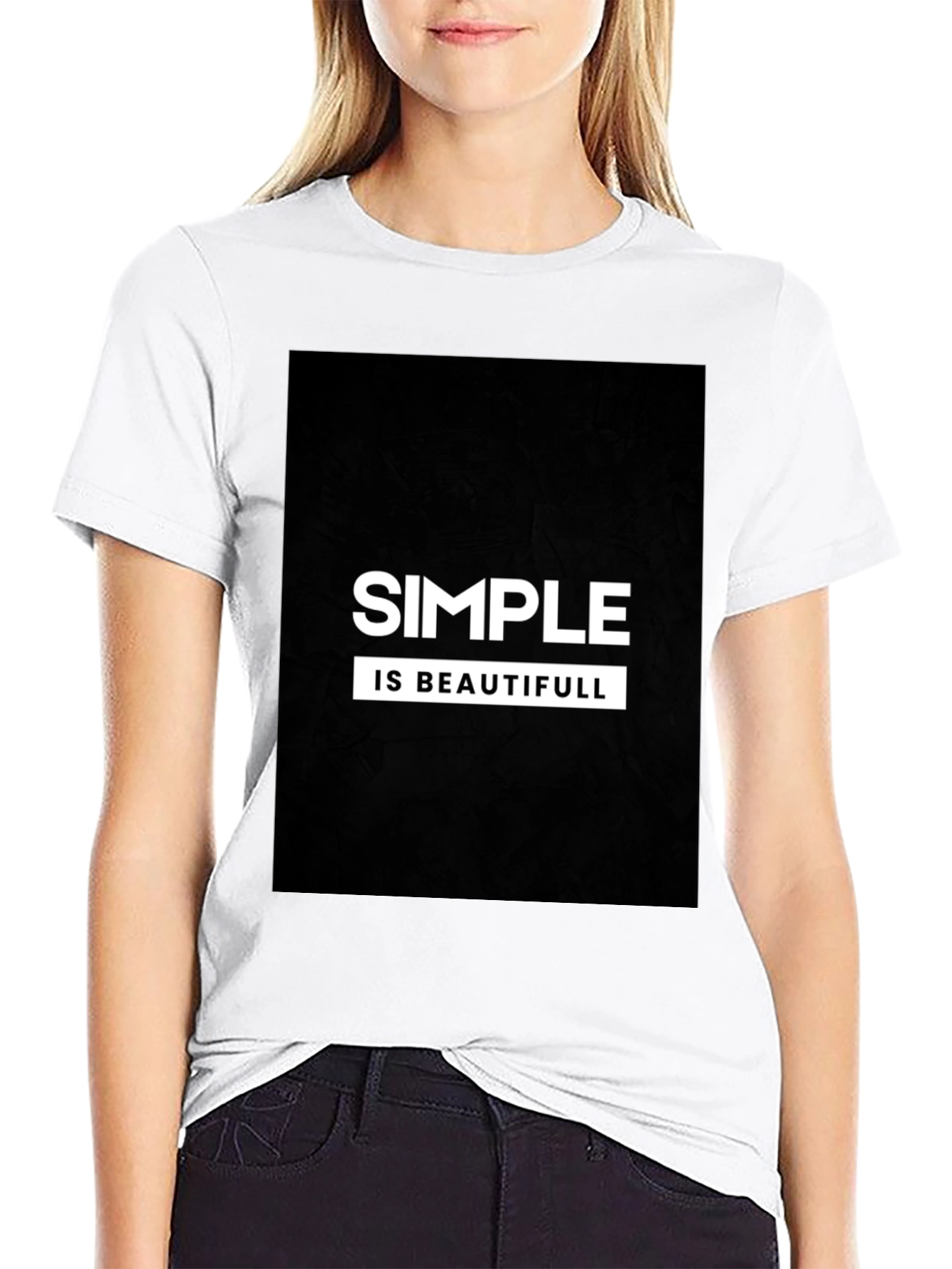 Simple is Beautiful T-Shirt - Black Casual Tee