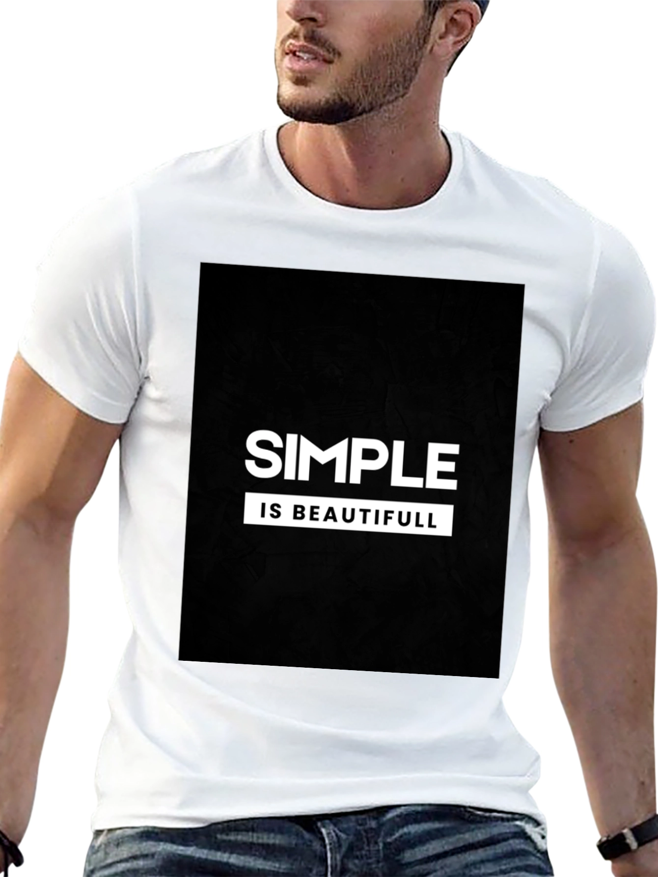 Simple is Beautiful T-Shirt - Black Casual Tee