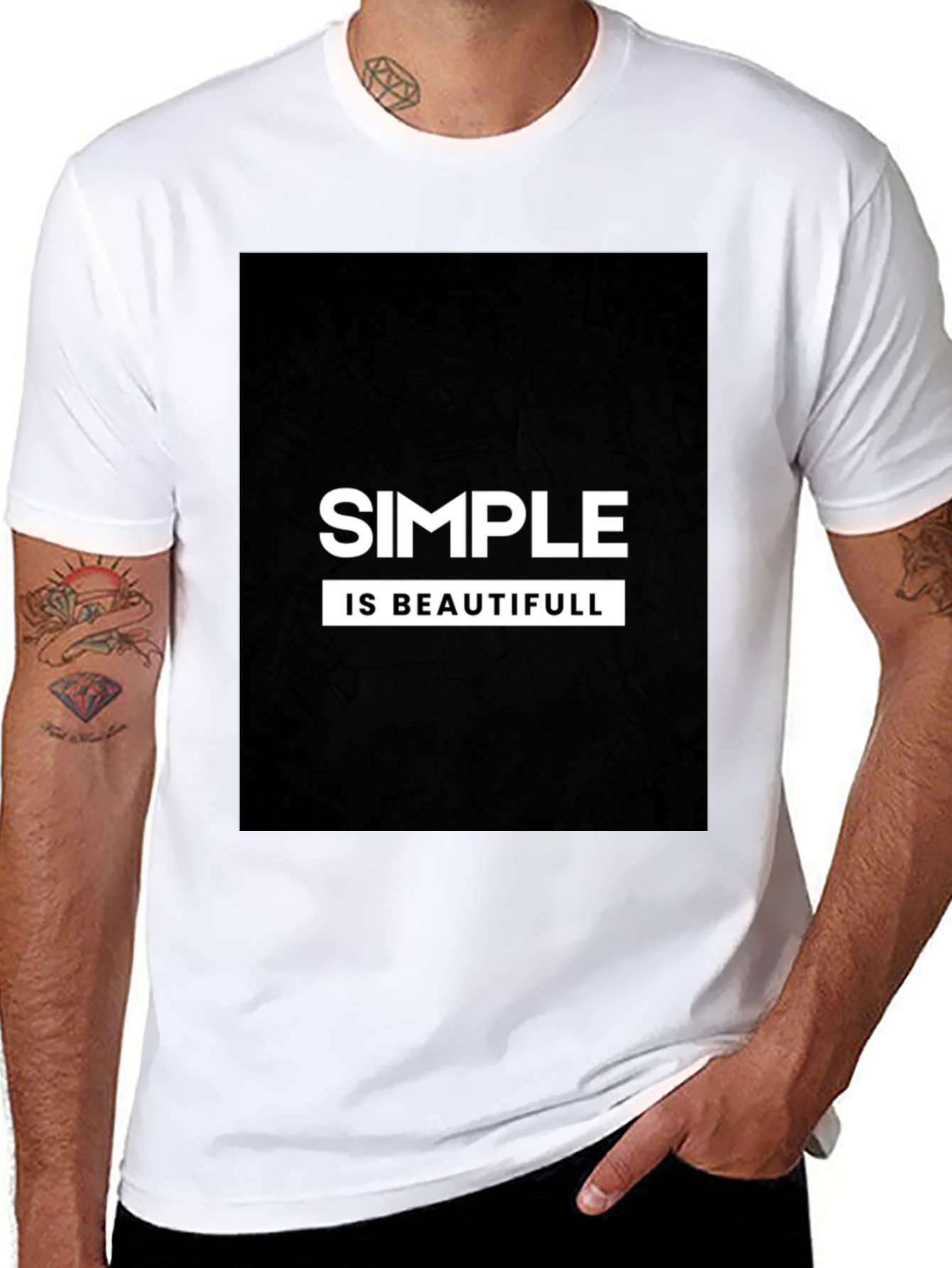 Simple is Beautiful T-Shirt - Black Casual Tee