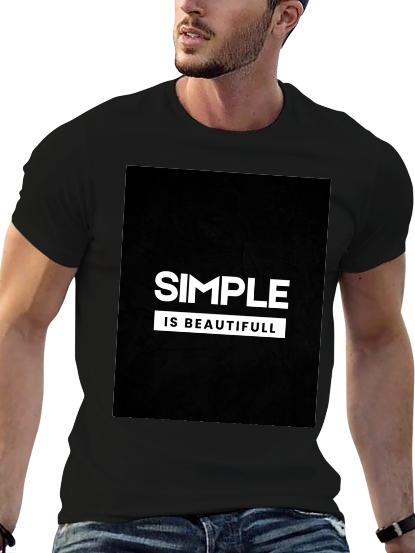 Simple is Beautiful T-Shirt - Black Casual Tee