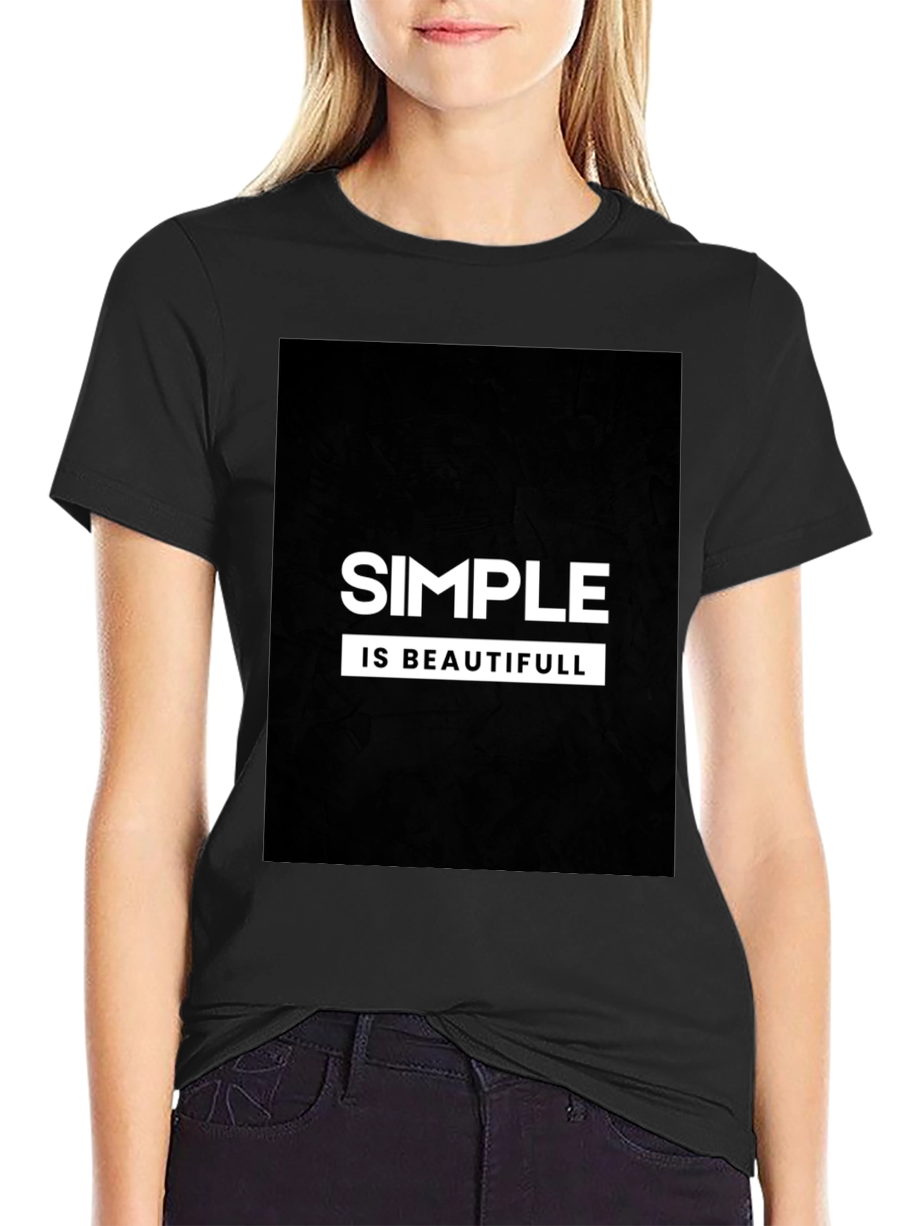 Simple is Beautiful T-Shirt - Black Casual Tee