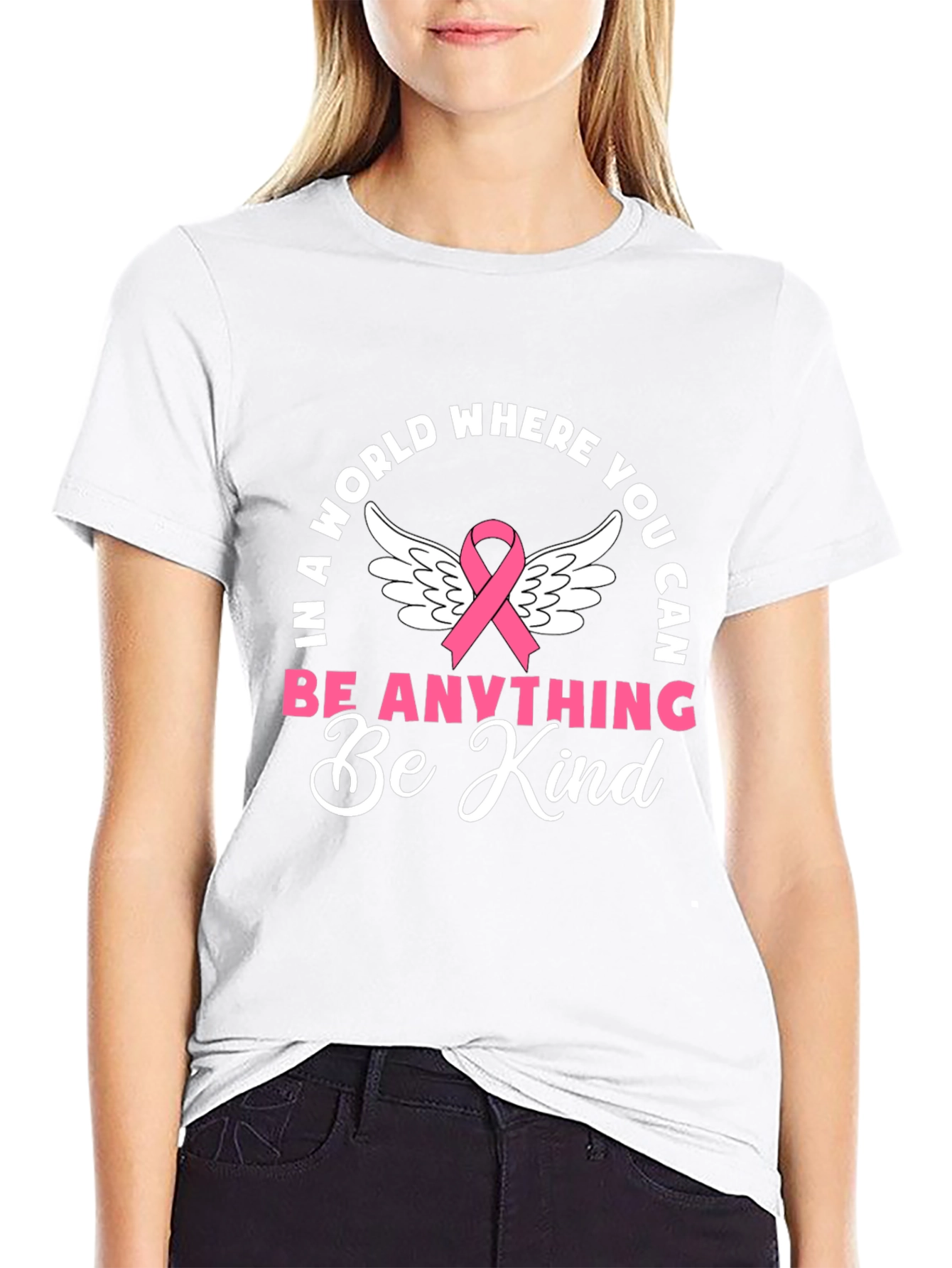 Be Kind Graphic T-Shirt - Breast Cancer Awareness