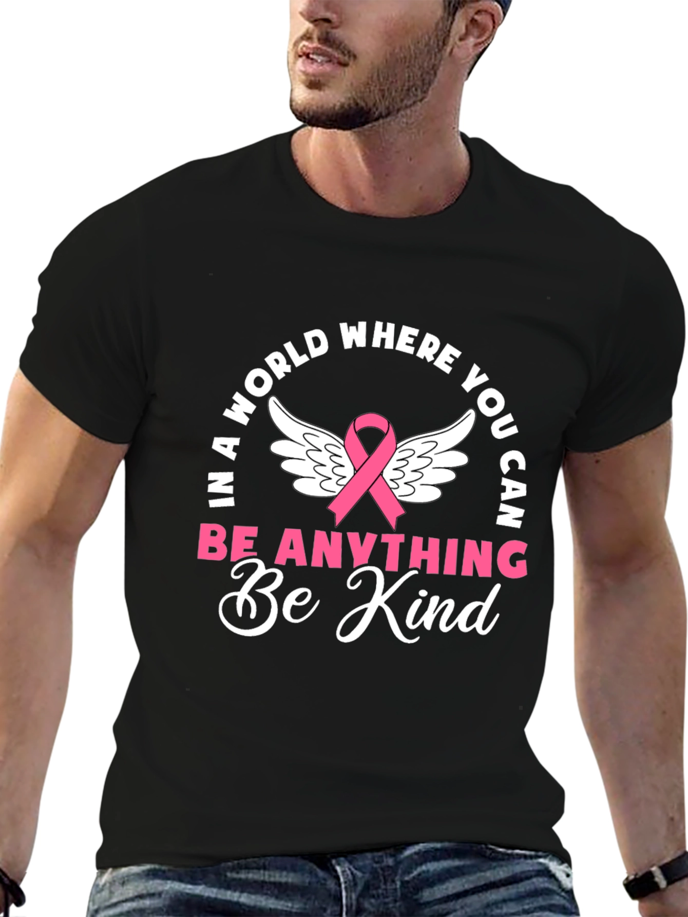 Be Kind Graphic T-Shirt - Breast Cancer Awareness
