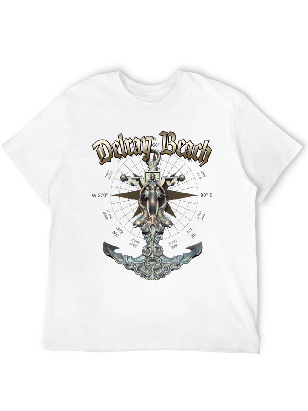 Delray Beach Anchor Compass Black T-Shirt