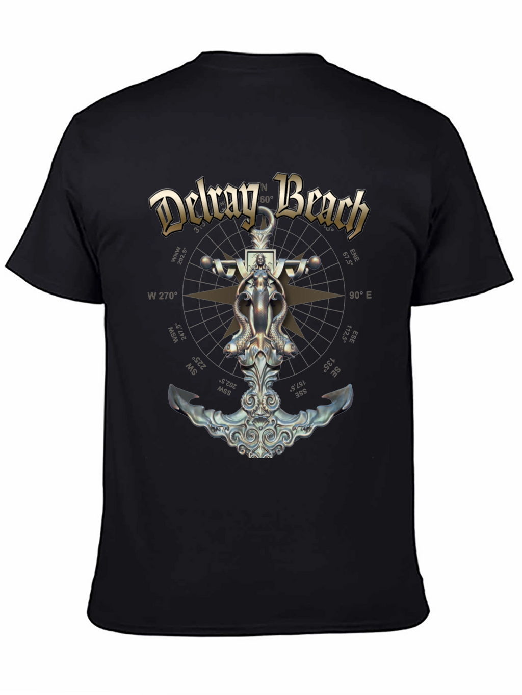 Delray Beach Anchor Compass Black T-Shirt