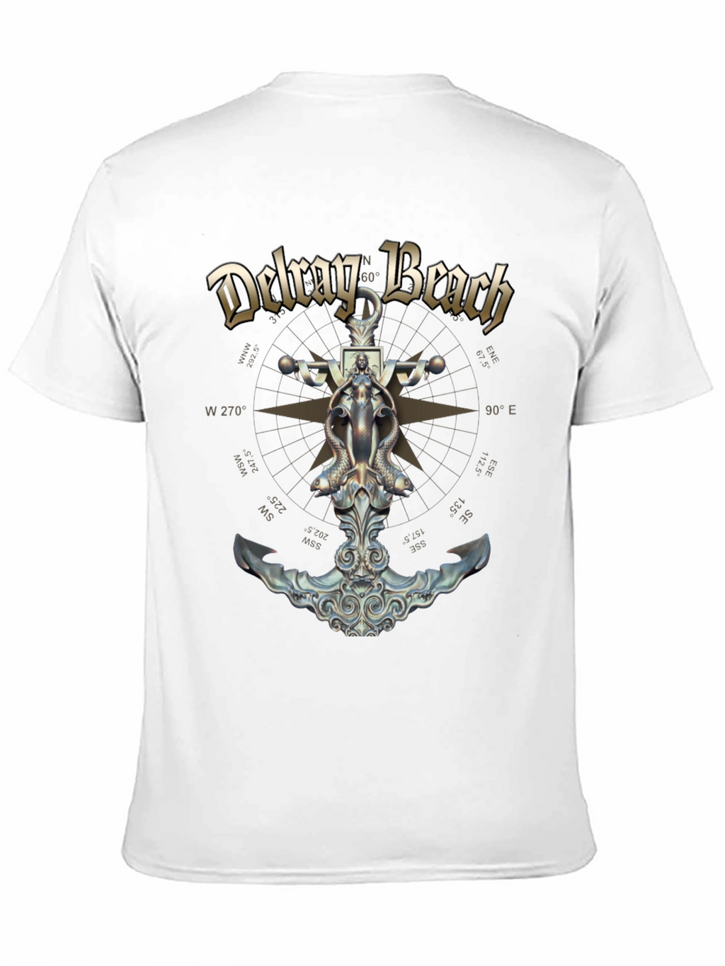 Delray Beach Anchor Compass Black T-Shirt
