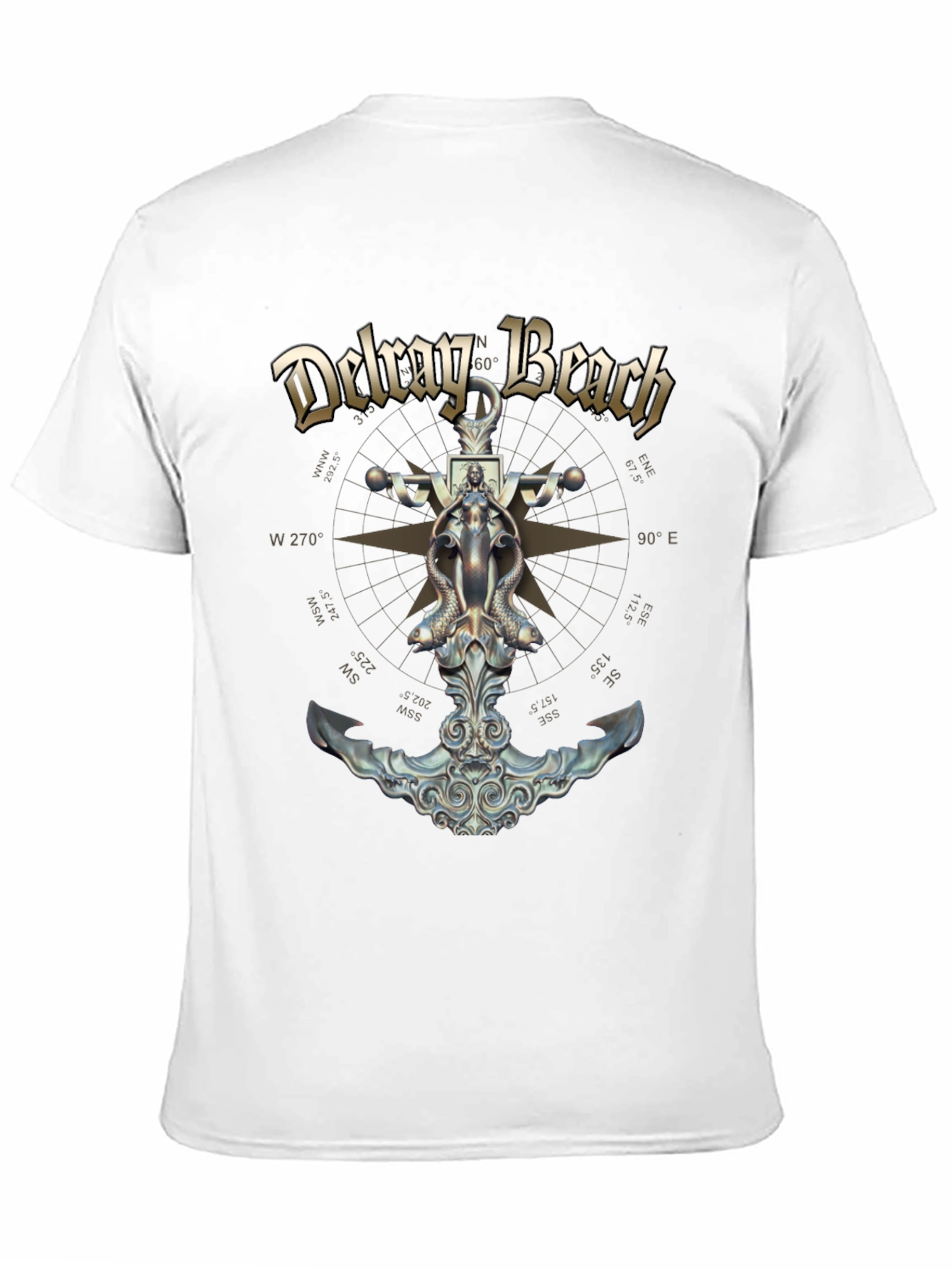 Delray Beach Anchor Compass Black T-Shirt