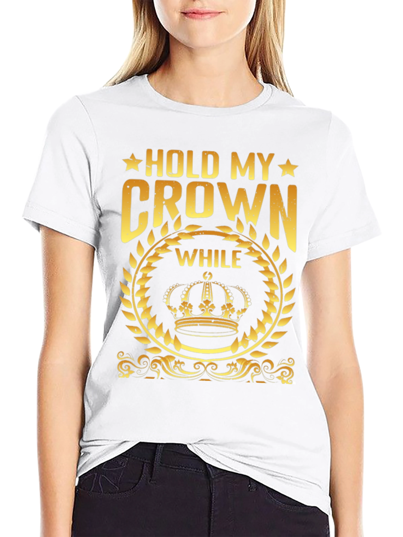 Hold My Crown Graphic Tee - Gold Print on Black