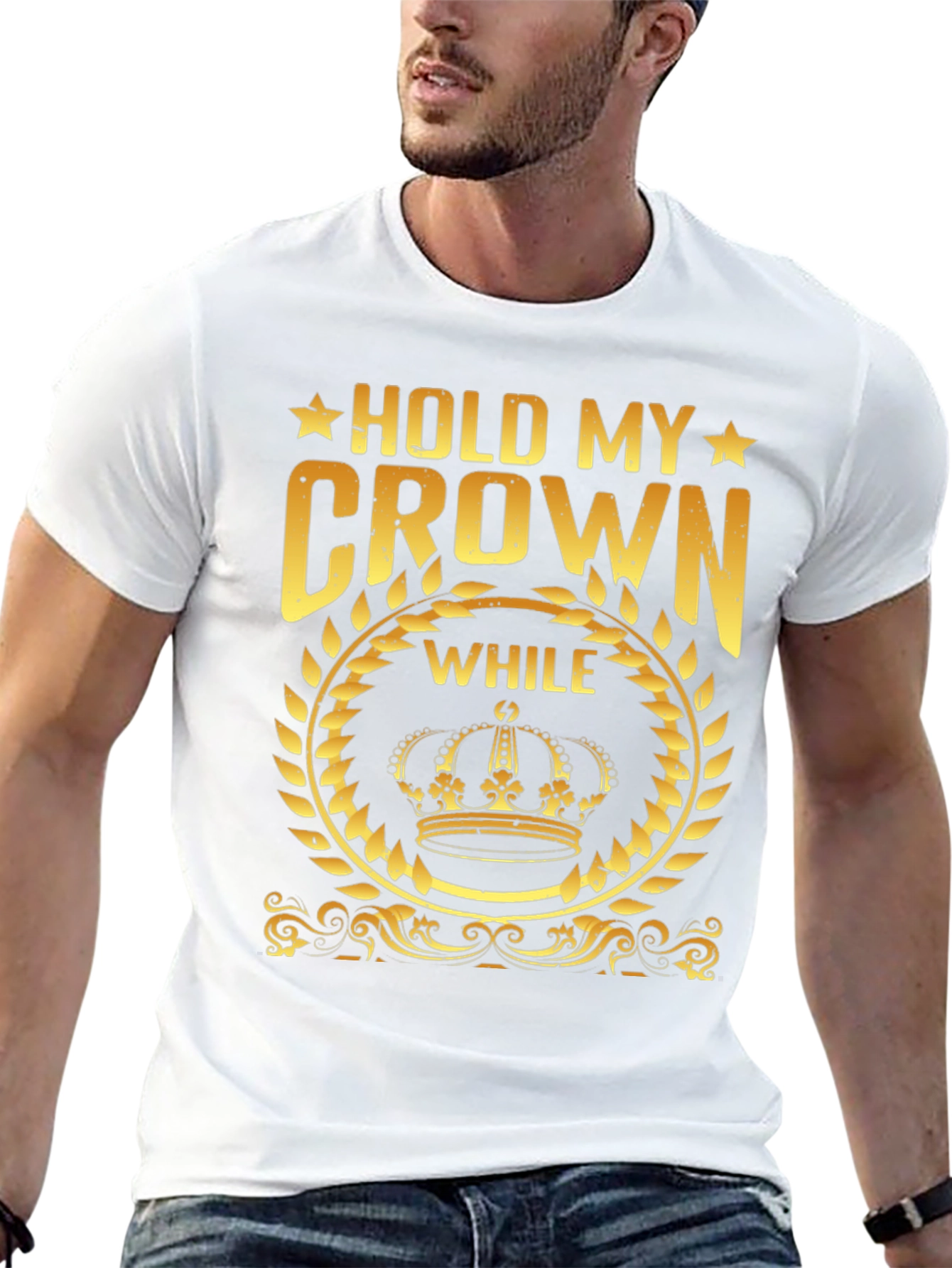 Hold My Crown Graphic Tee - Gold Print on Black