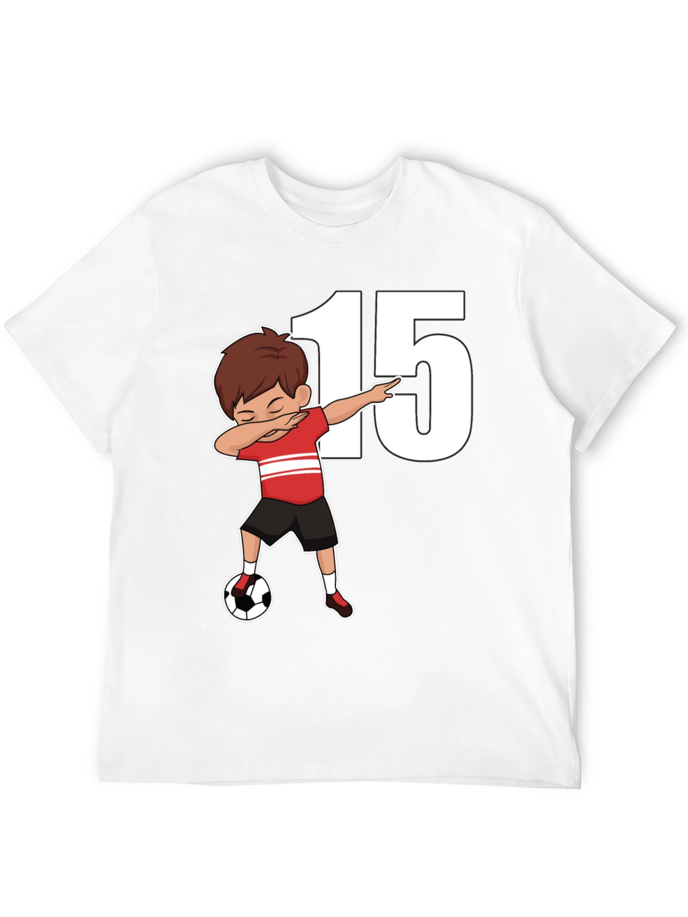 Boys Soccer T-Shirt - Number 15 Dabbing Tee