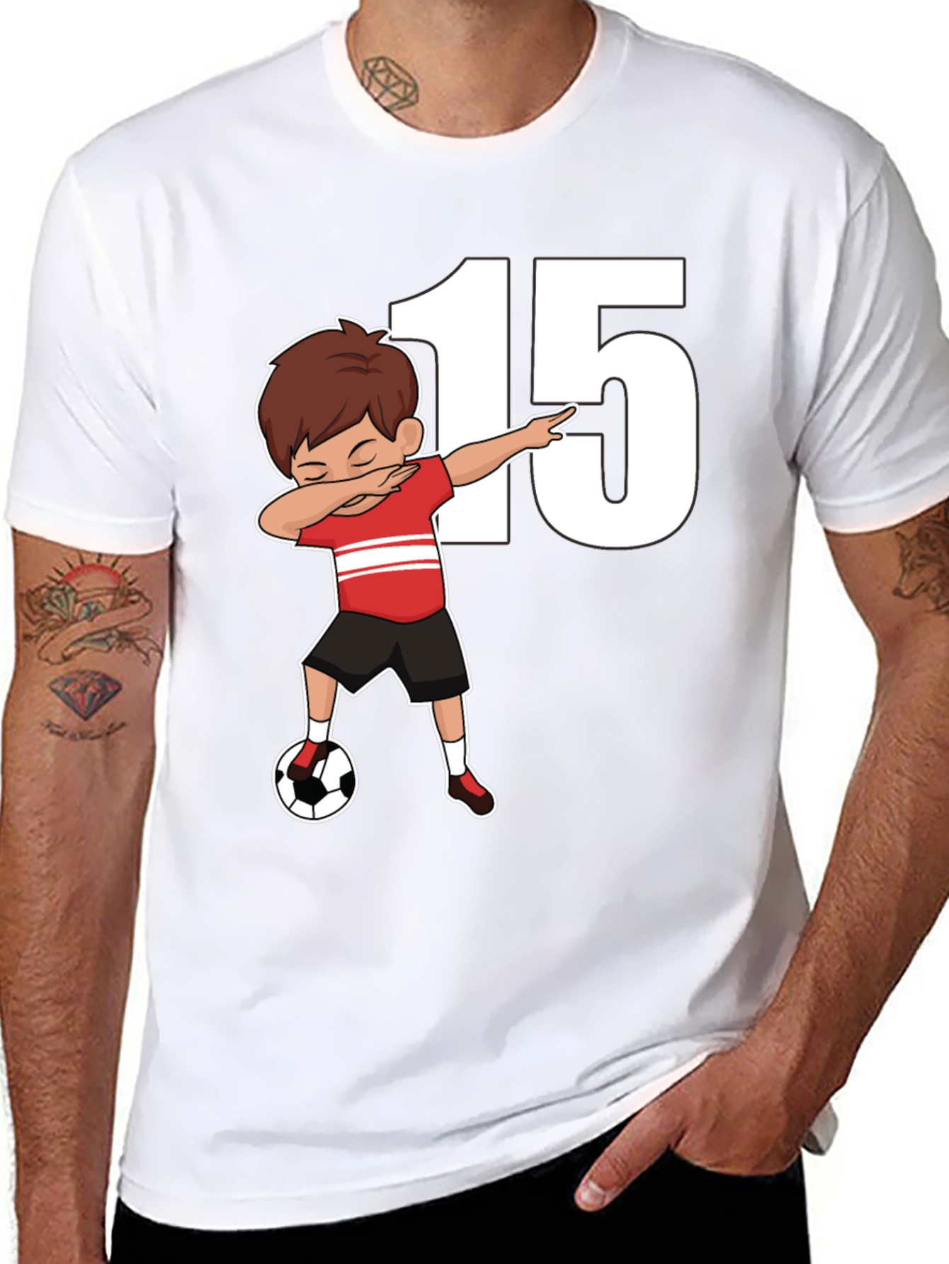 Boys Soccer T-Shirt - Number 15 Dabbing Tee