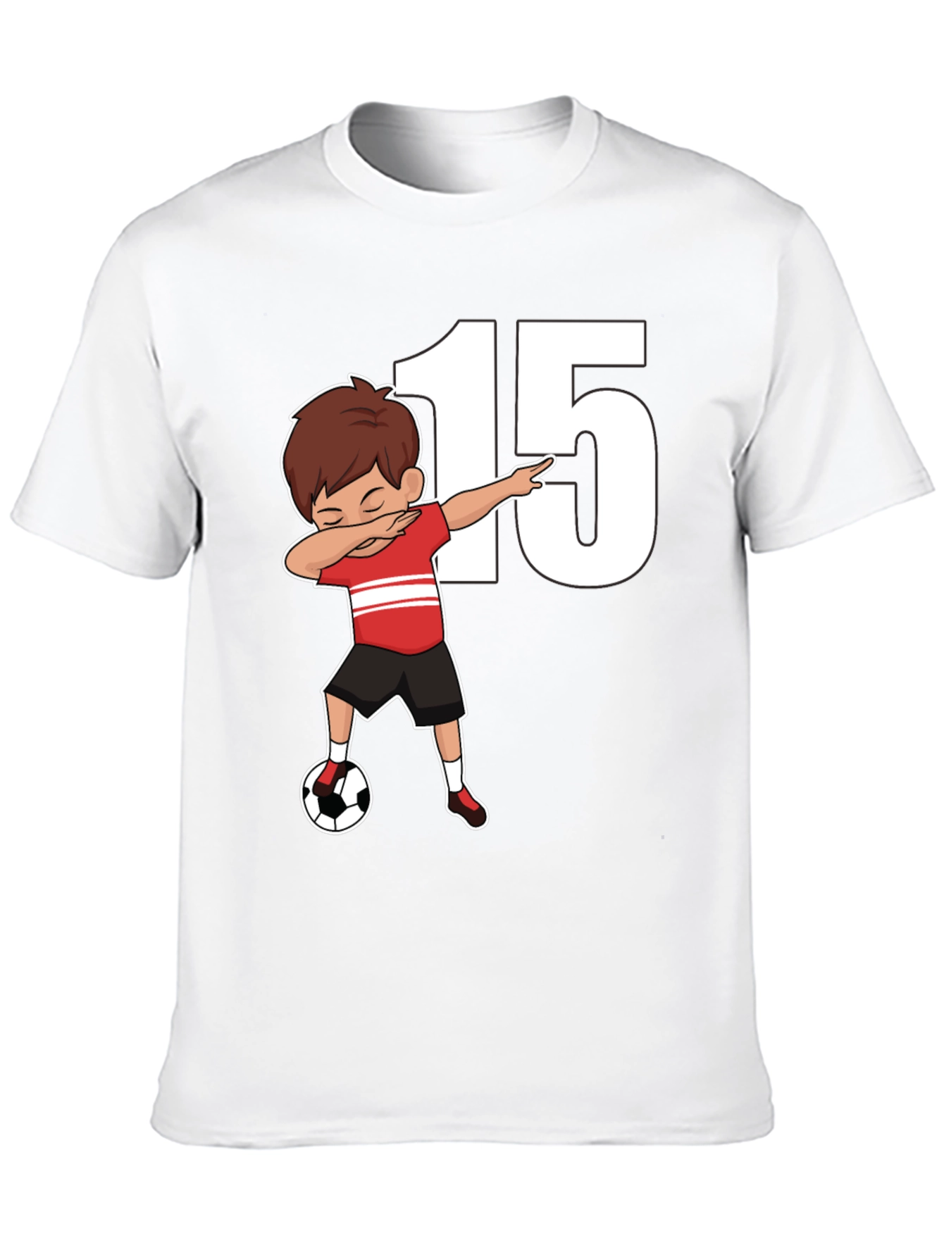 Boys Soccer T-Shirt - Number 15 Dabbing Tee