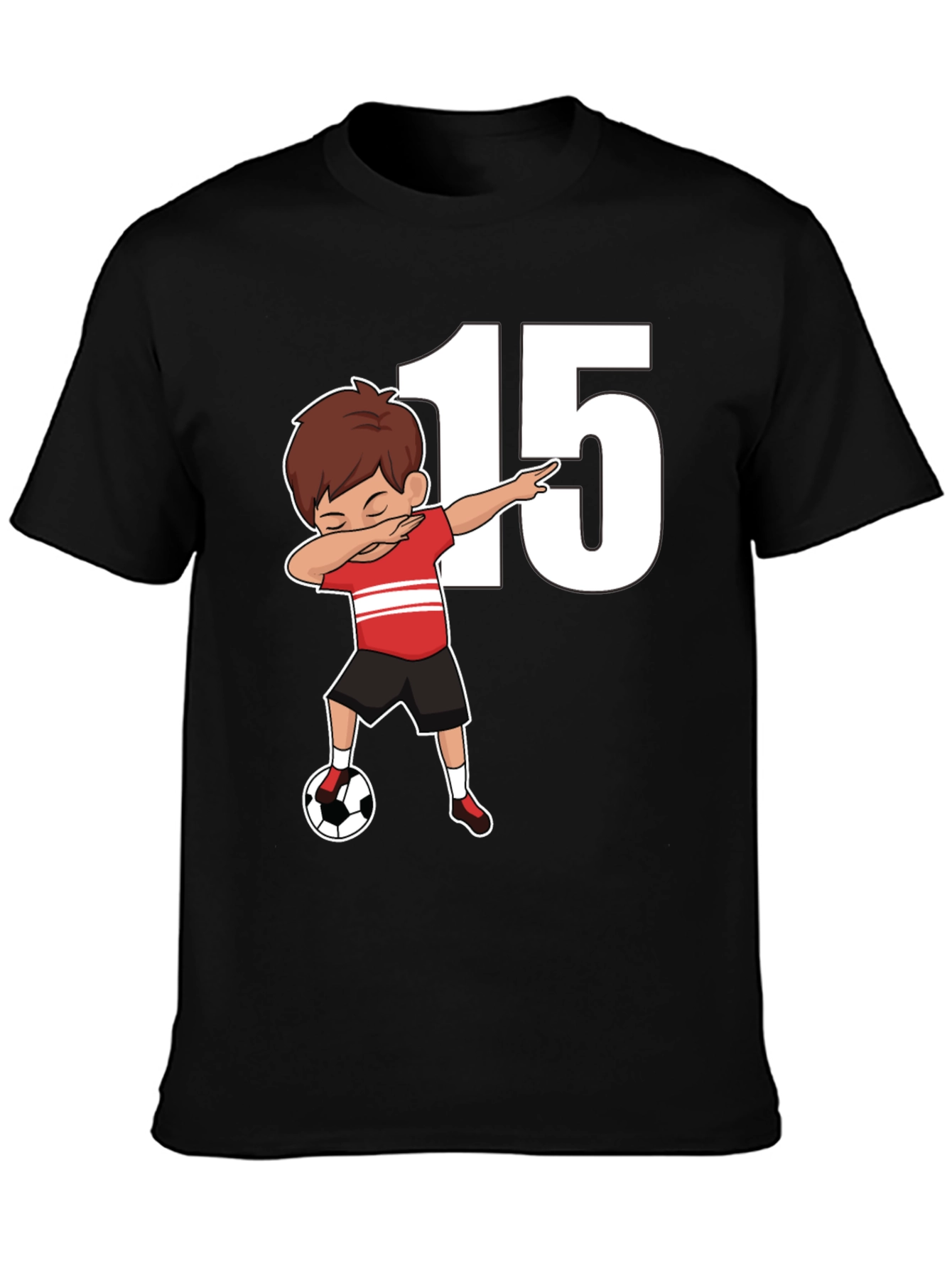 Boys Soccer T-Shirt - Number 15 Dabbing Tee