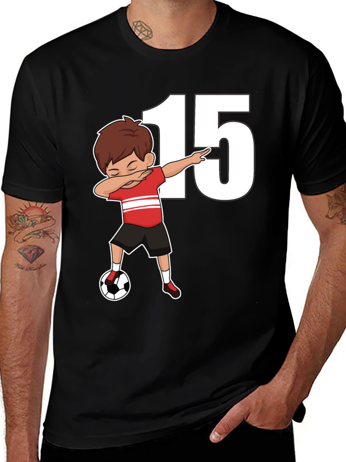 Boys Soccer T-Shirt - Number 15 Dabbing Tee