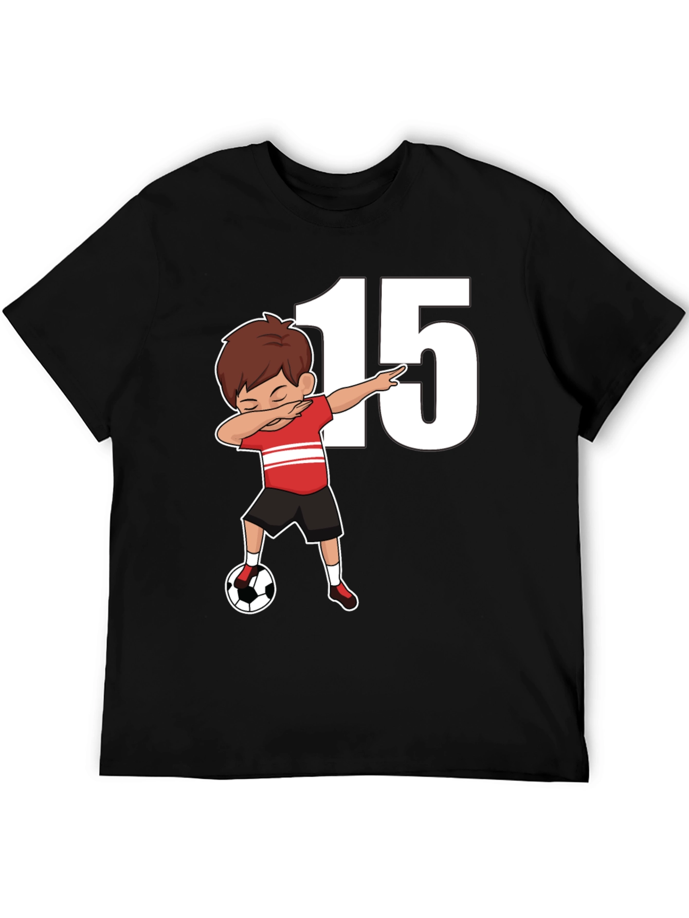 Boys Soccer T-Shirt - Number 15 Dabbing Tee