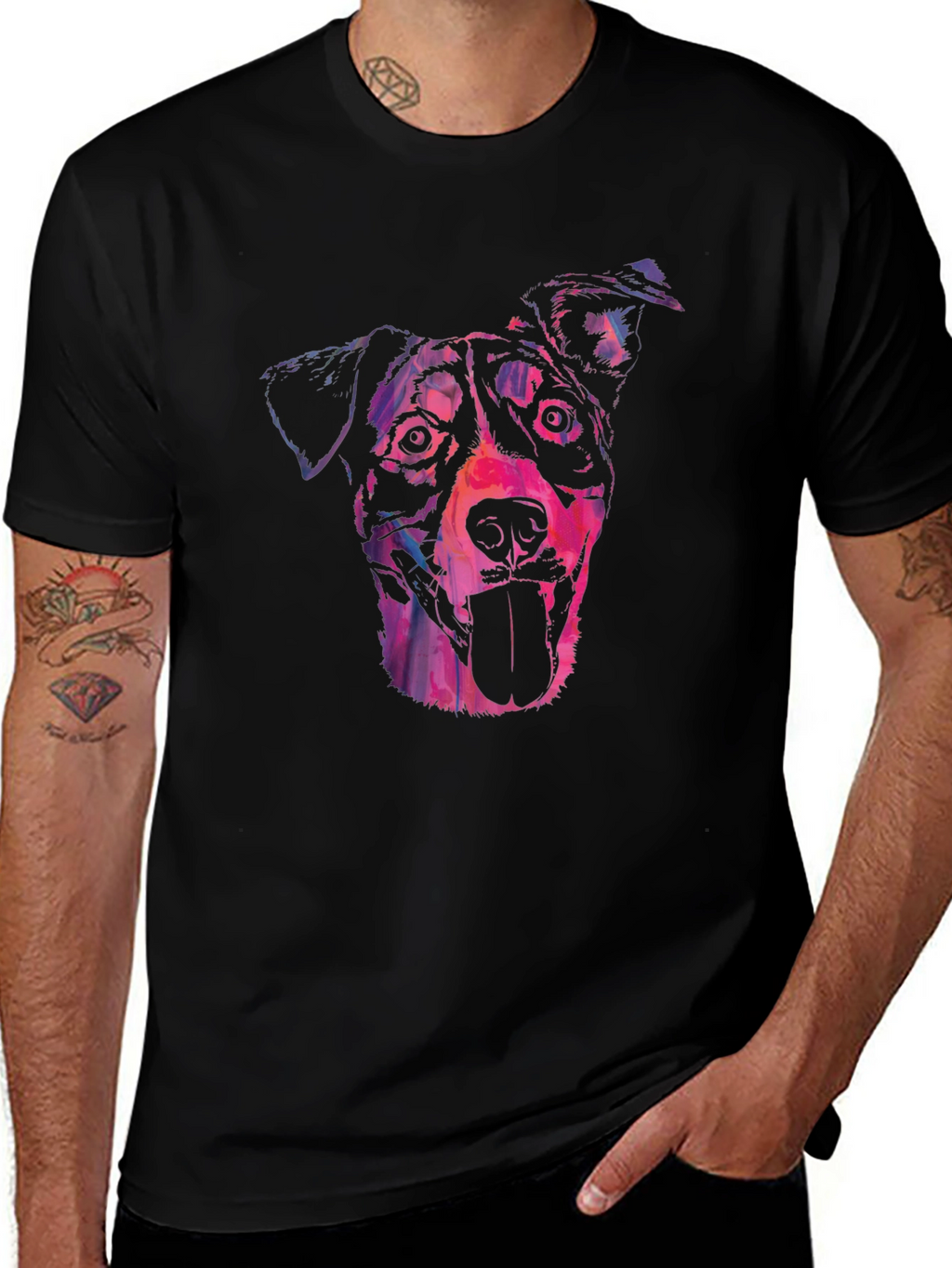 Dog Portrait Graphic Black Tee