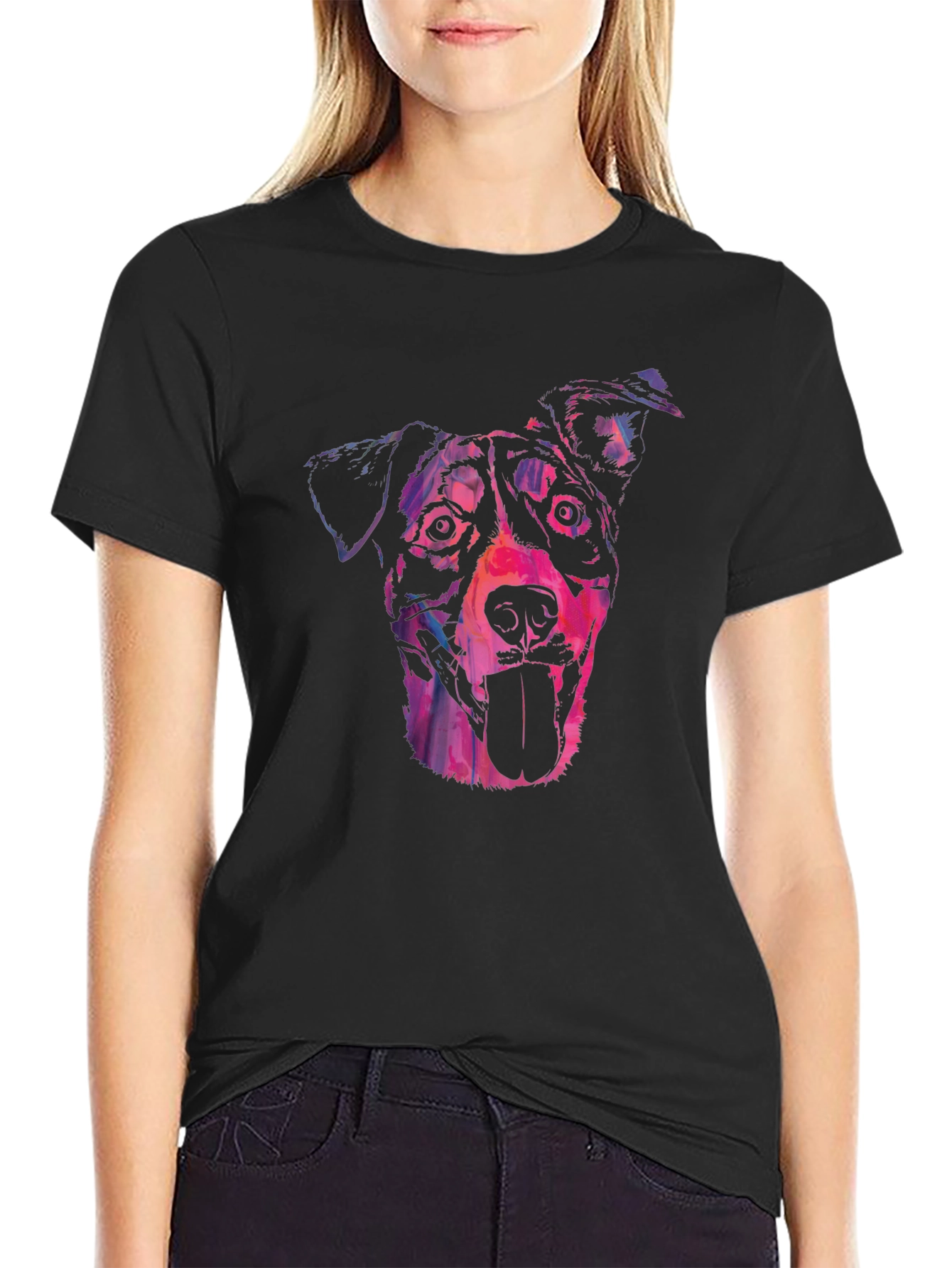 Dog Portrait Graphic Black Tee