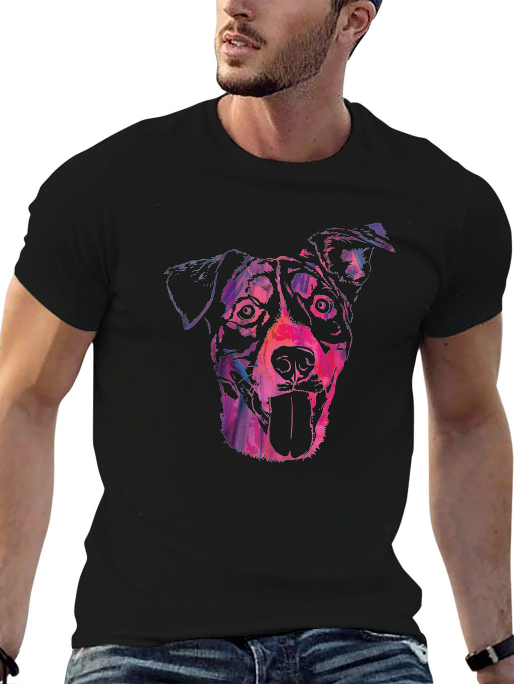 Dog Portrait Graphic Black Tee