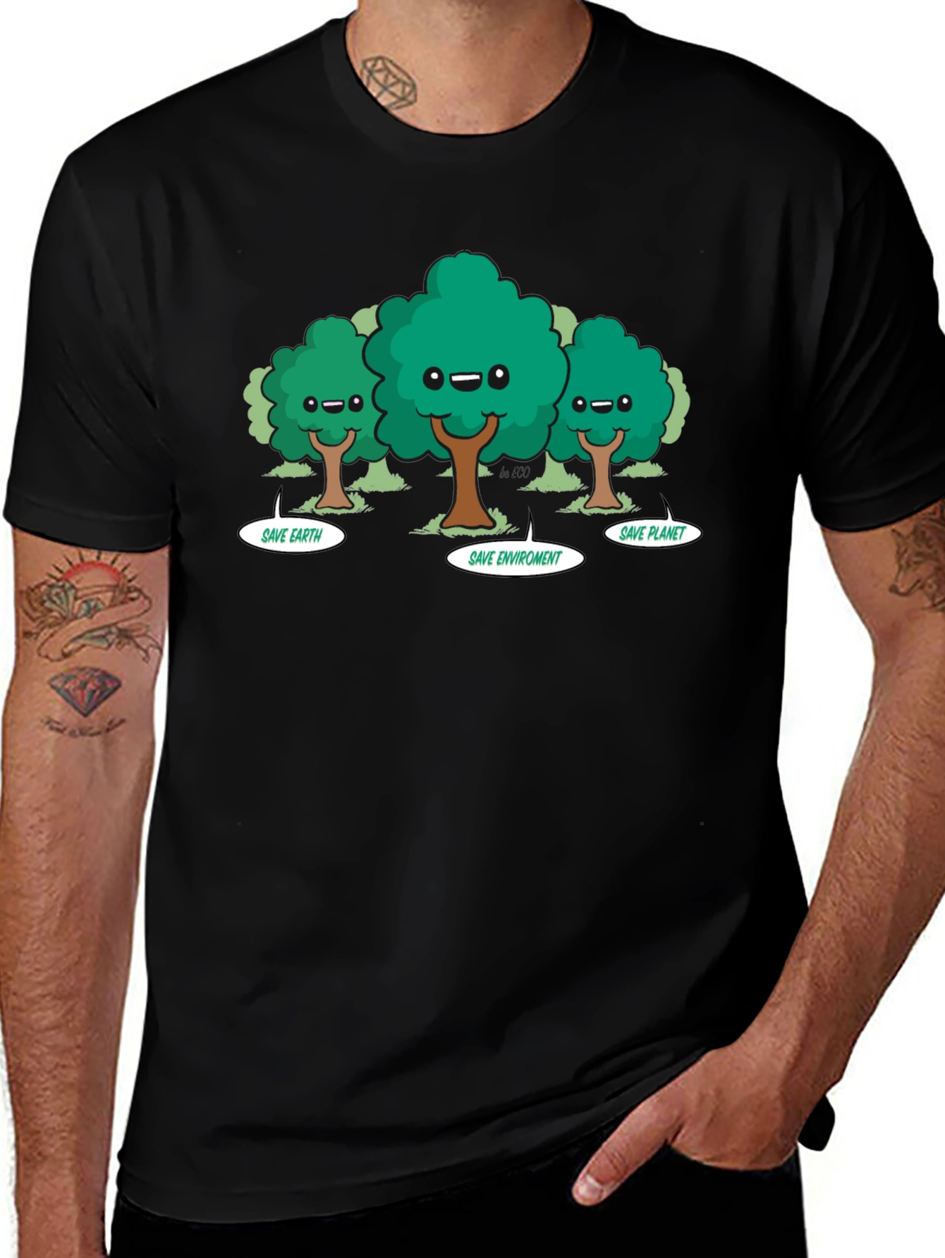 Eco-Friendly Cartoon Trees T-Shirt