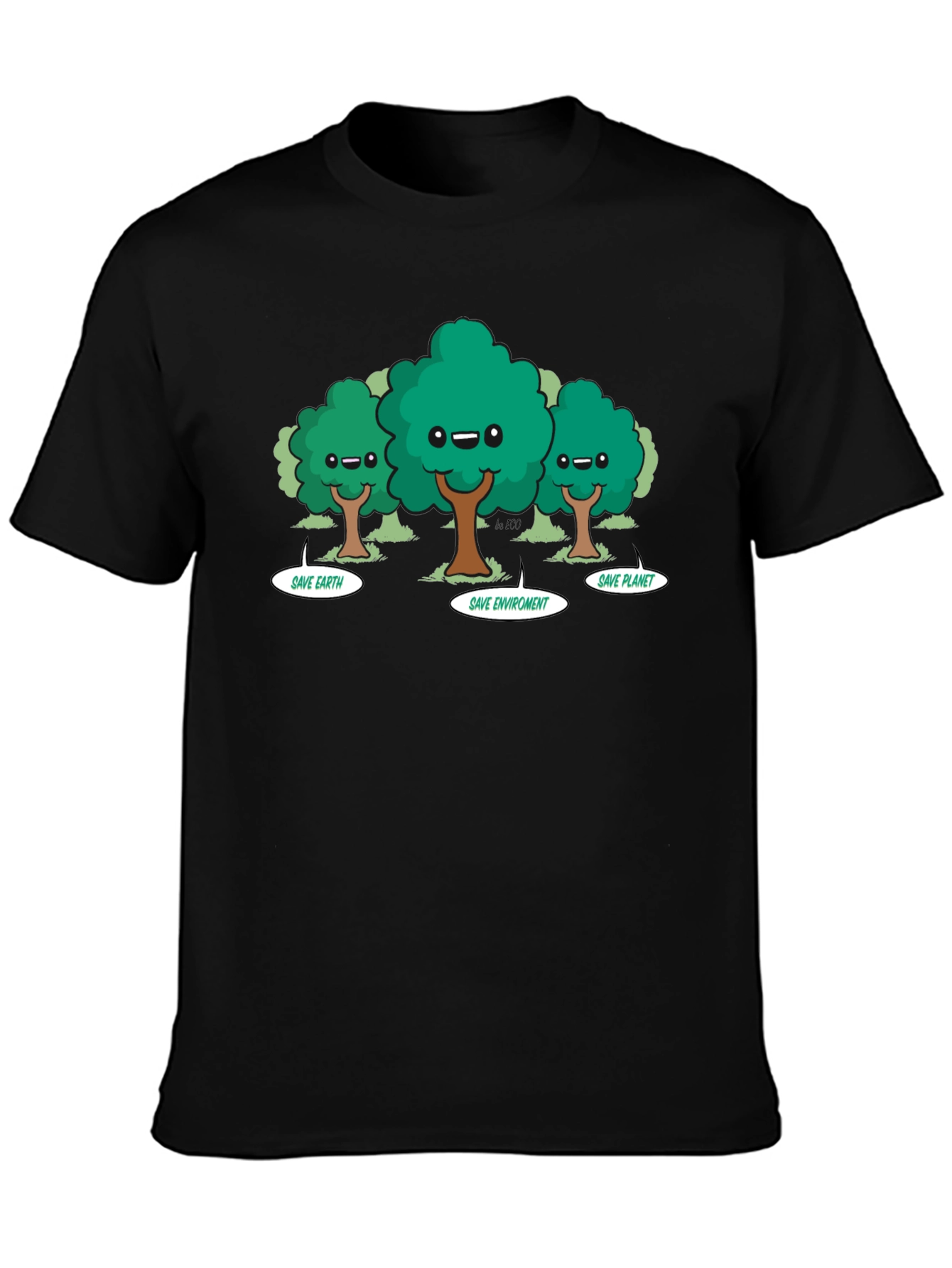 Eco-Friendly Cartoon Trees T-Shirt