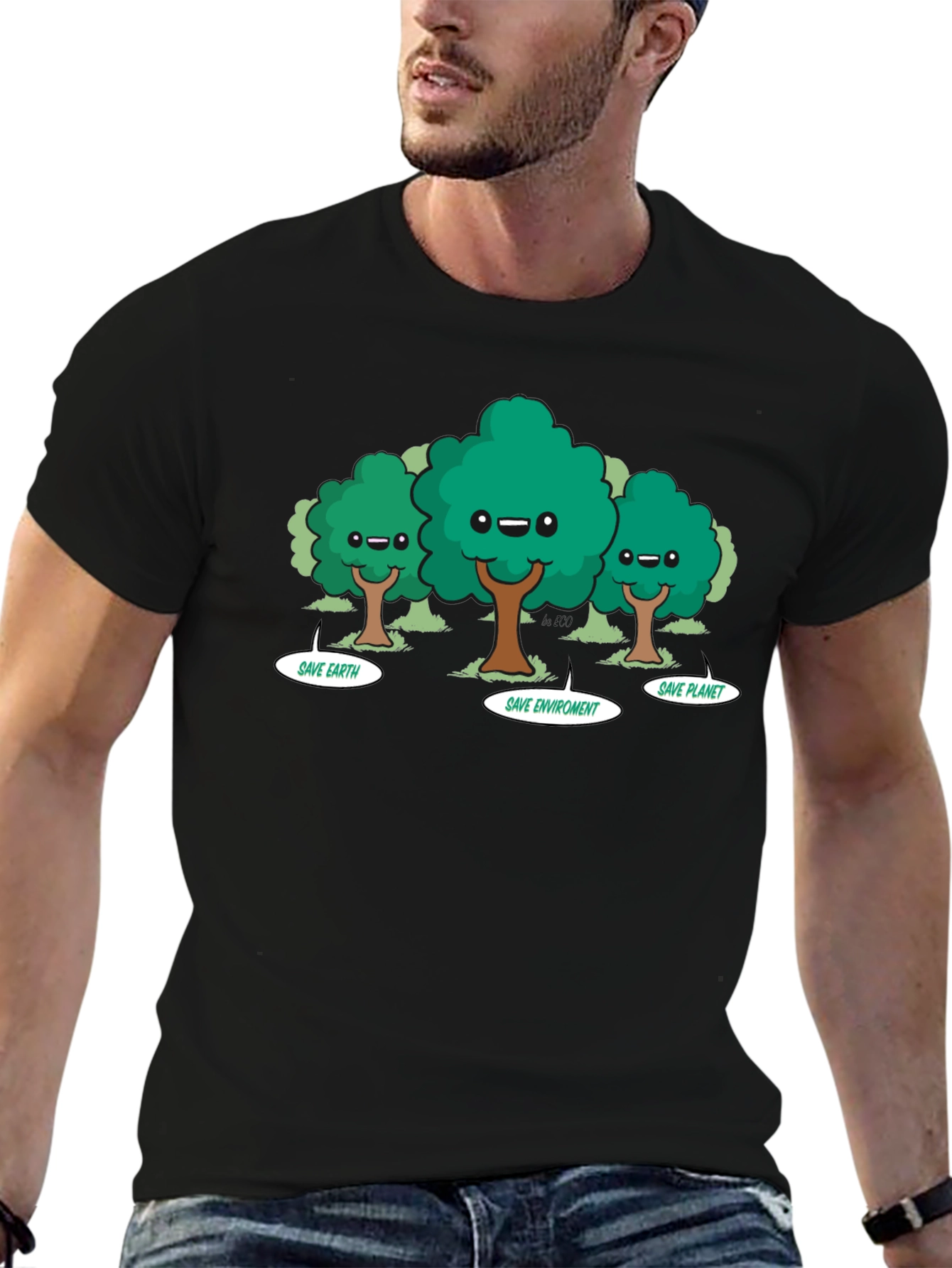 Eco-Friendly Cartoon Trees T-Shirt