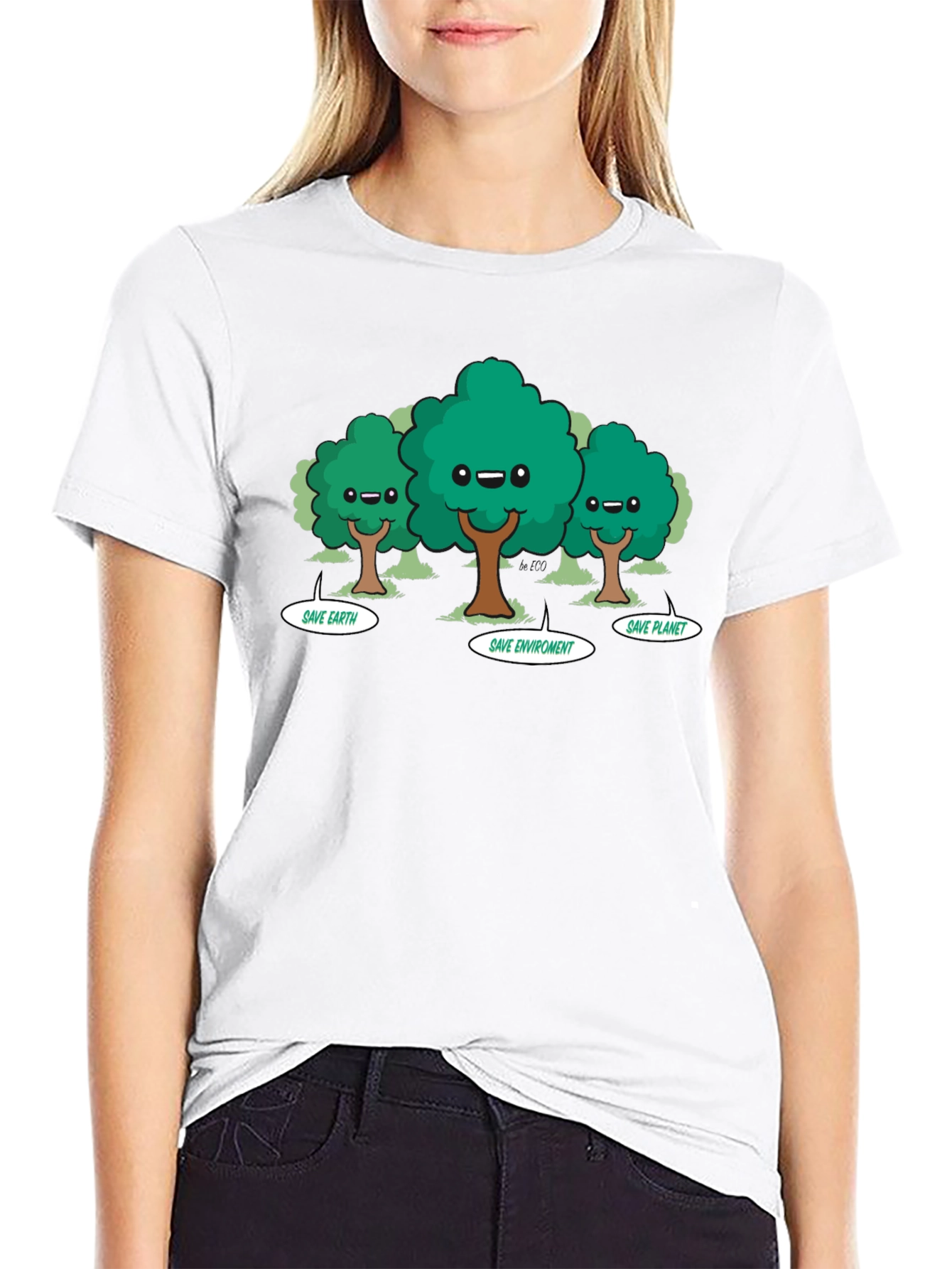 Eco-Friendly Cartoon Trees T-Shirt