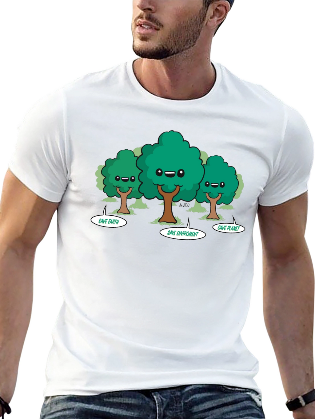 Eco-Friendly Cartoon Trees T-Shirt