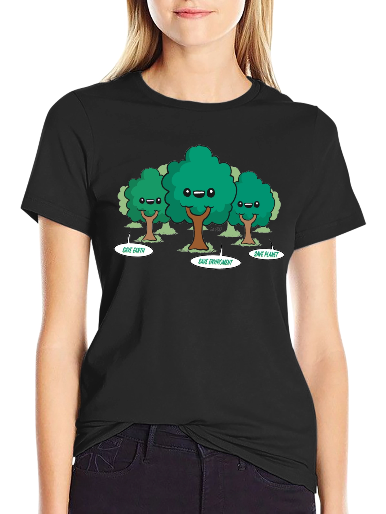 Eco-Friendly Cartoon Trees T-Shirt