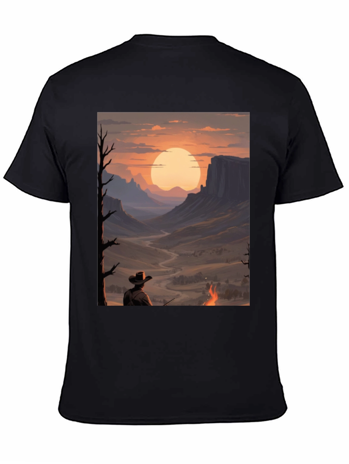 Sunset Cowboy Graphic Tee - Western Style Shirt