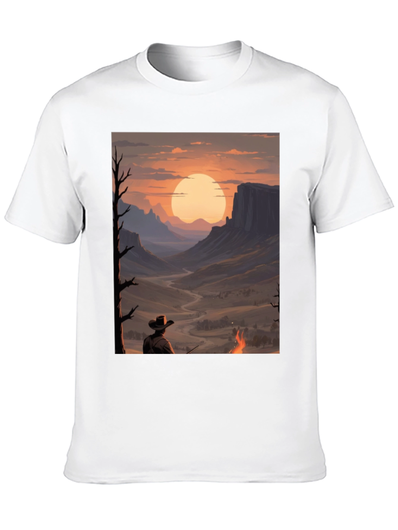 Sunset Cowboy Graphic Tee - Western Style Shirt