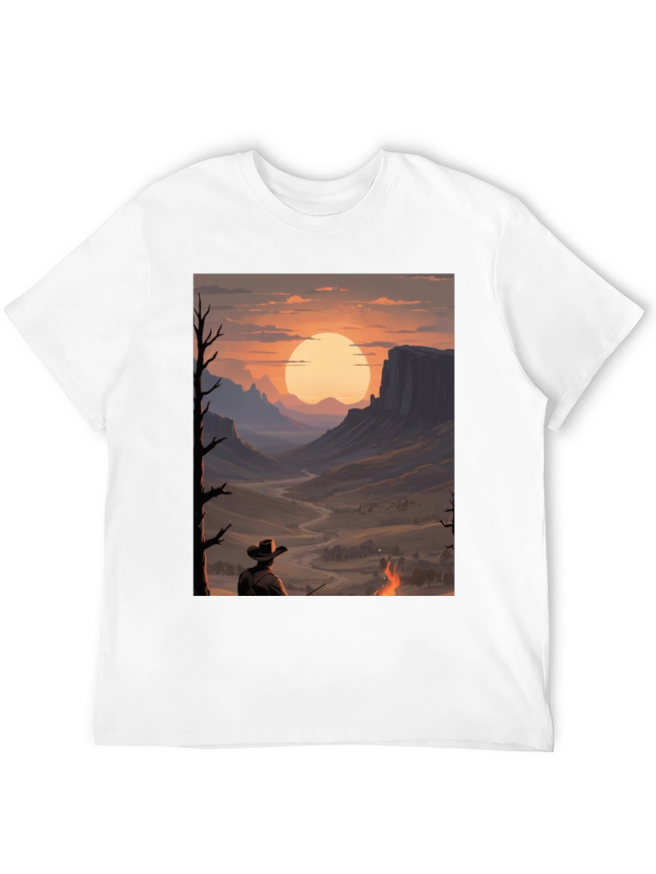 Sunset Cowboy Graphic Tee - Western Style Shirt